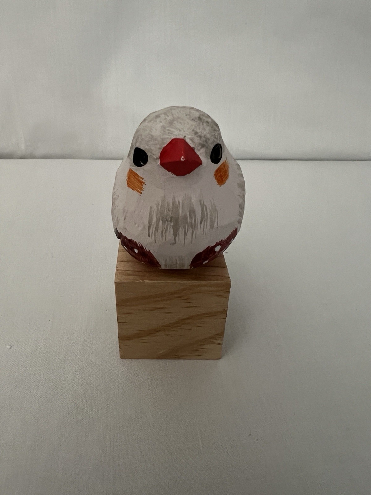 Hand Carved Bird Figurines, Hand-painted Sculpted Wooden Birds, Wood Birds x2