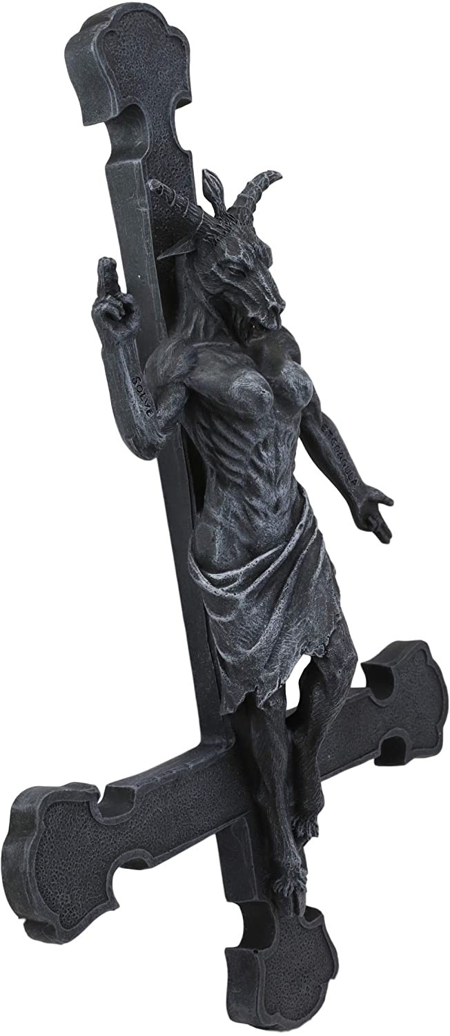 Ebros Samael Lilith Baphomet On Inverted Cross Hanging Wall Decor Plaque 12.25″H