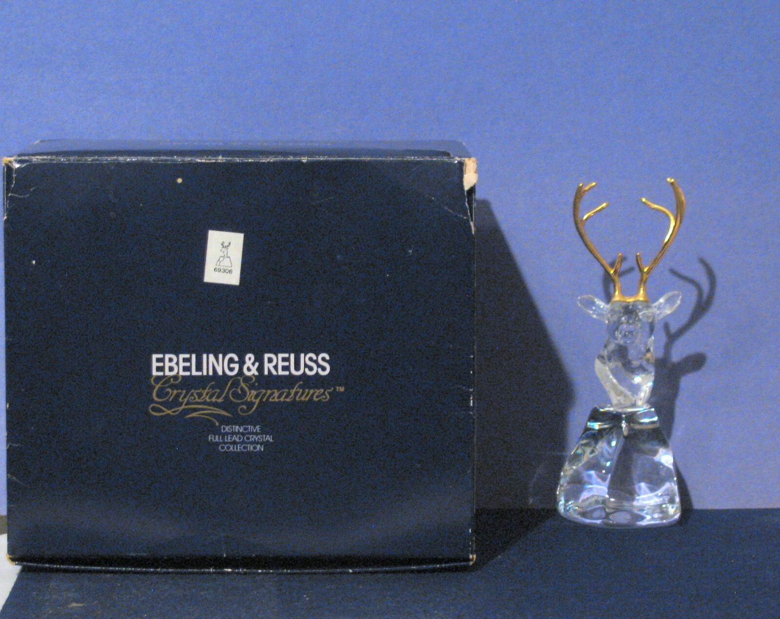 EBELING & REUSS CRYSTAL DEER HEAD WITH GOLD TONE ANTLERS 69306 EX COND