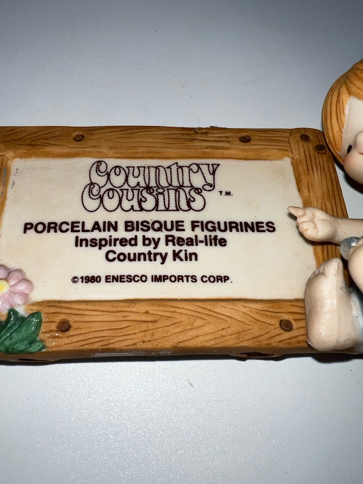 Vintage Enesco Country Cousins Collectio Sign Porcelain
