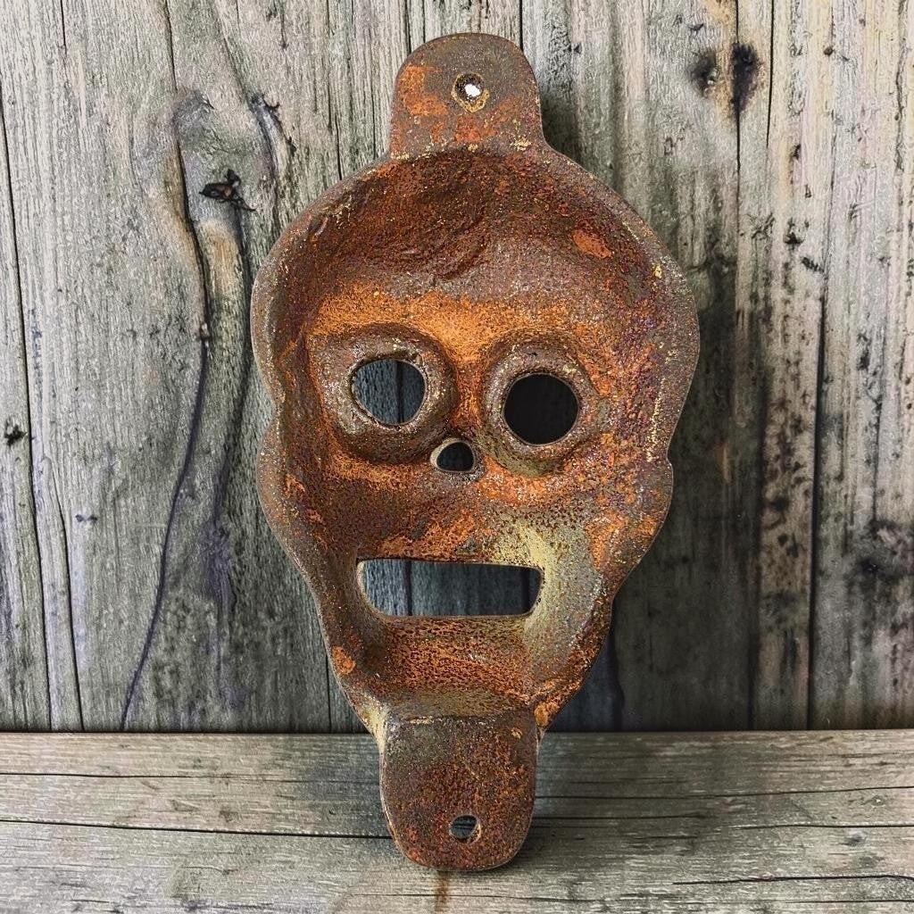 Skull Cast Iron Wall Mounted Bottle Opener With Antique Finish (5″ x 2.75″)