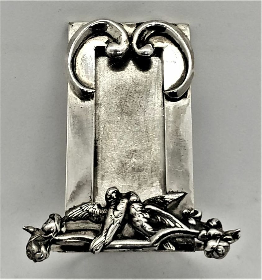Handmade sterling Silver Miniature Doves Frame sculpture 2 doves on flower nest