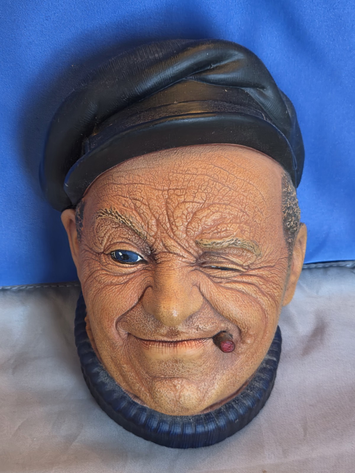 Vintage 1967 BOSSONS Chalkware “Boatman” Wall Hanger Head Sculpture 5″