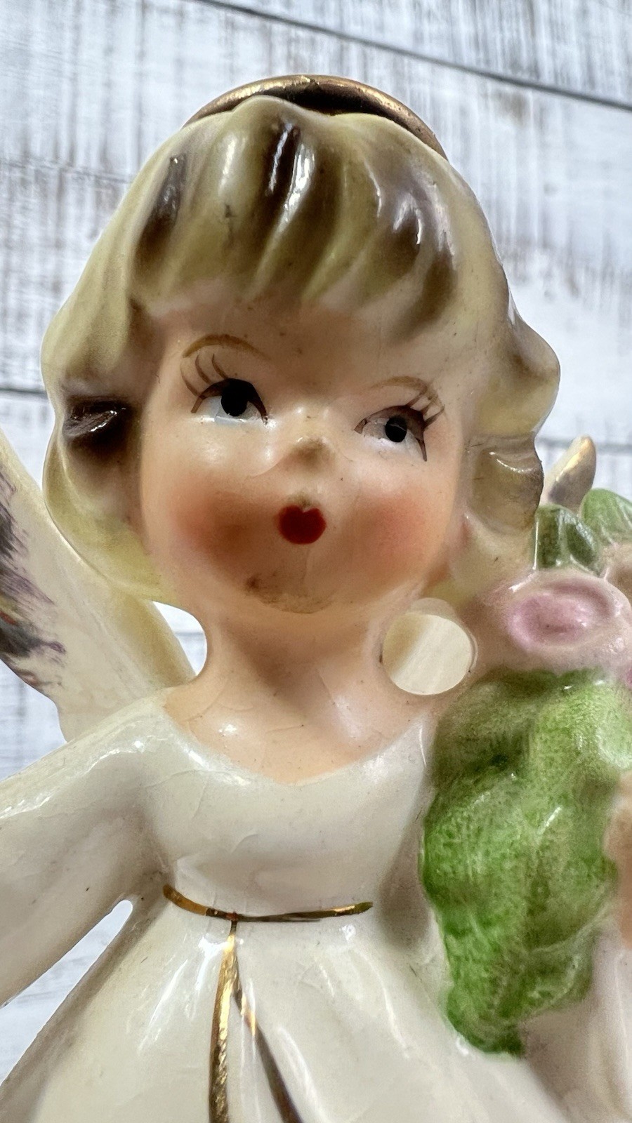 Vintage June Wedding Angel Ceramic Figurine Made In Japan As Is Crazing 💛