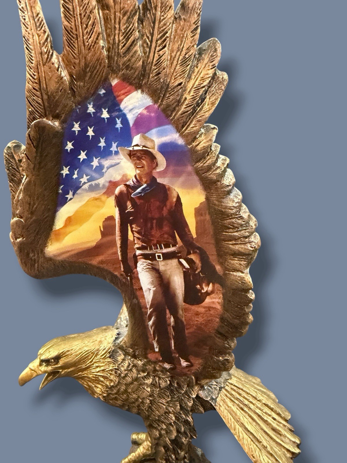 JOHN WAYNE American Hero COURAGE Eagle Bronze Color Sculpture Collection 2013