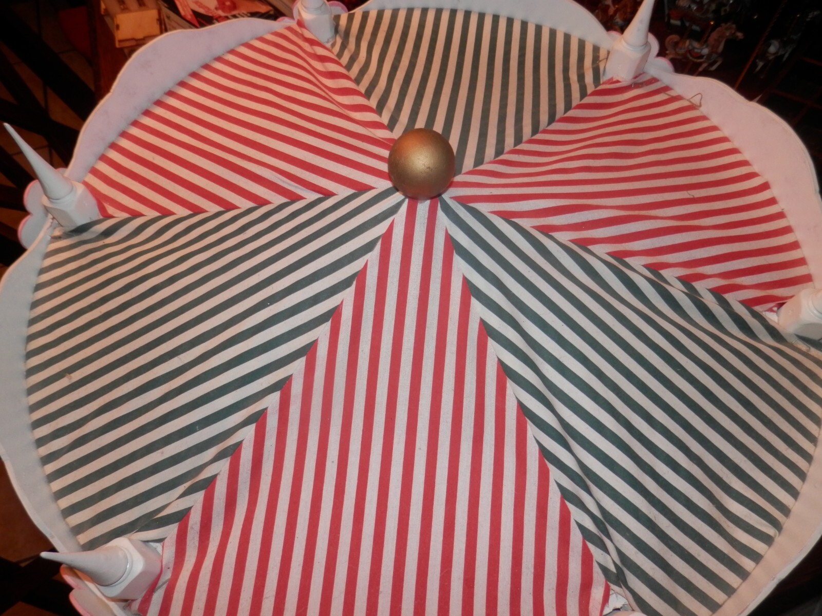 Large 23 x 18 inch Home Made Carousel, Unique Wooden Figures, Estate Sale Find