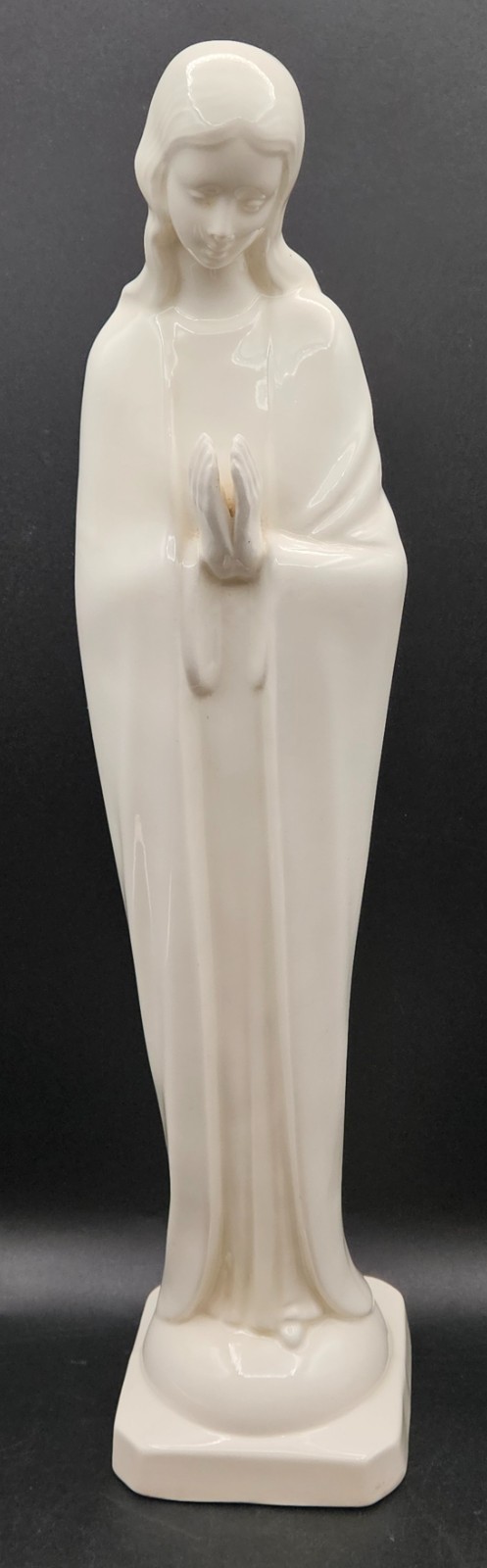 White Ceramic Praying Madonna Virgin Mary Statue Figurine 15.5″