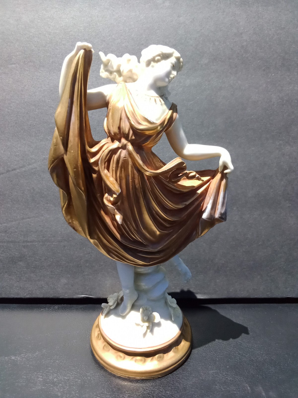 Antique Vintage Gold Gilt Capodimonte Porcelain Dancing Female Goddess Figure