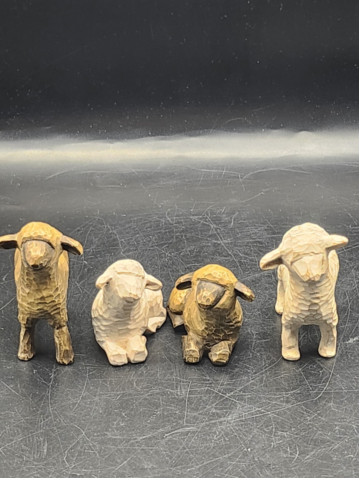 2002 Willow Tree Sheep Standing/Sitting Set Of 4 Nativity Figures Brown/Beige