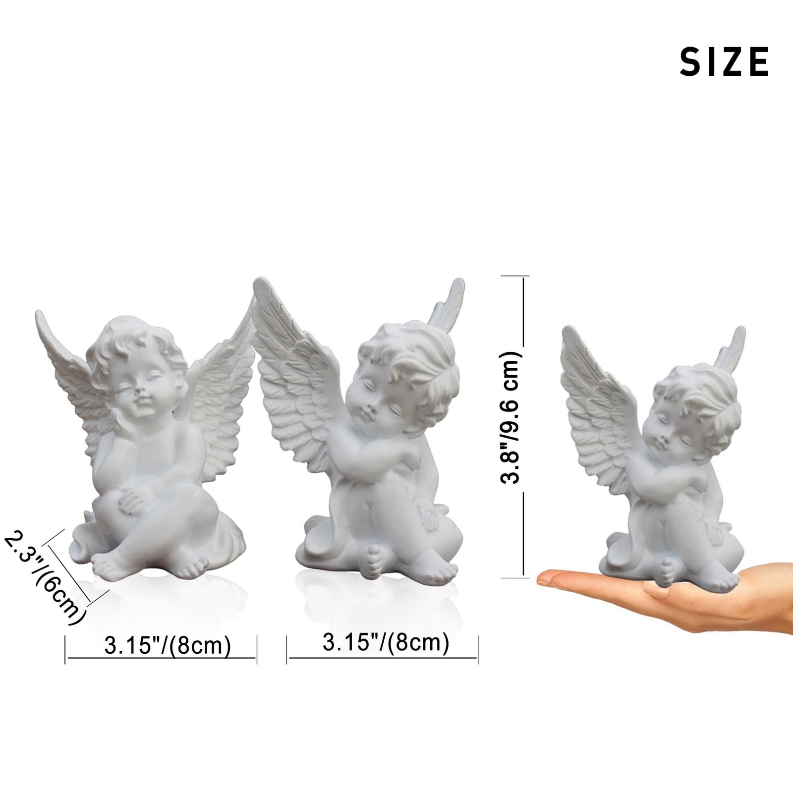 OwMell Set of 2 Cherubs Angels Resin Statue Figurine, Indoor Home Decoration,…