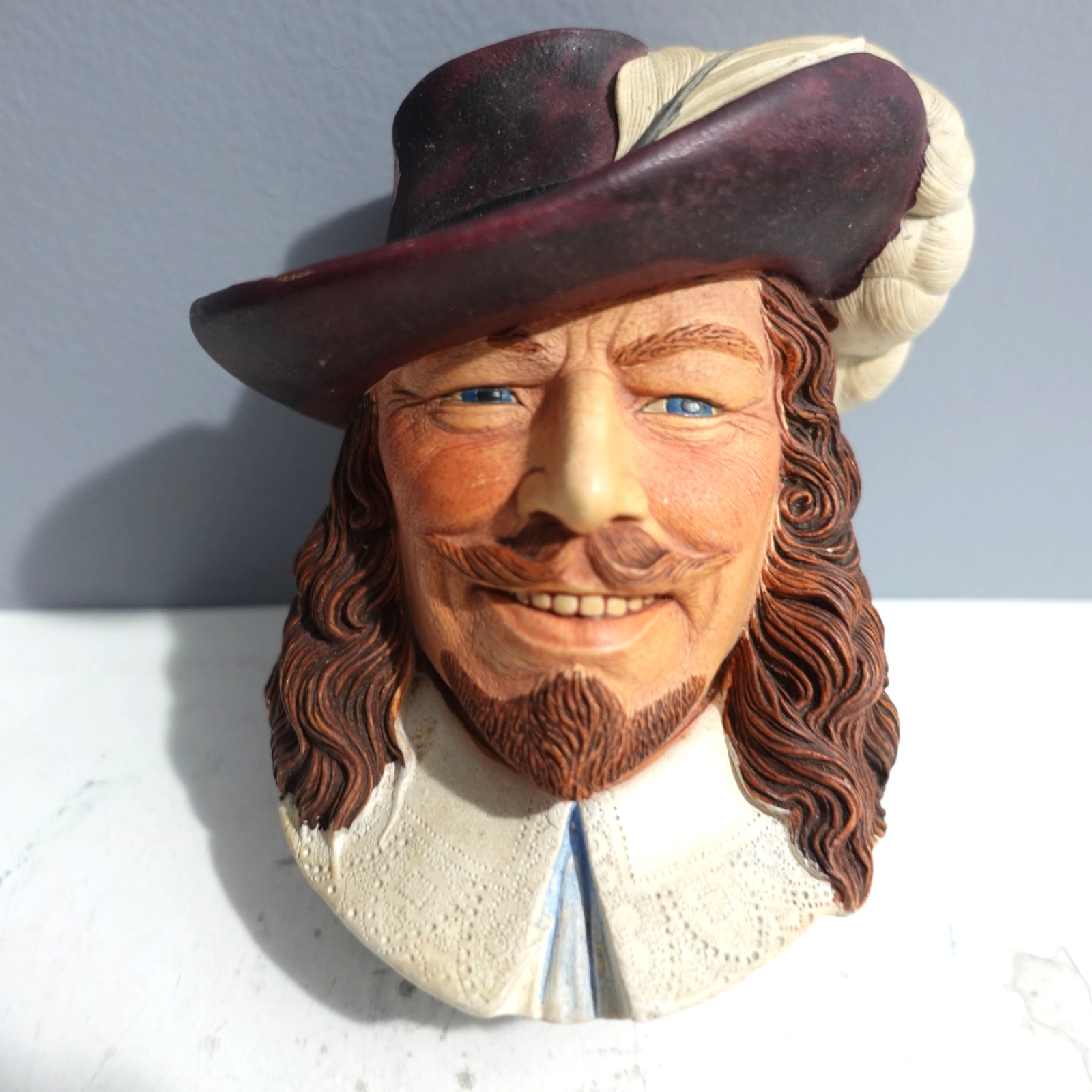 Legend’s Chalkware Head CAVALIER Hand Painted And Signed