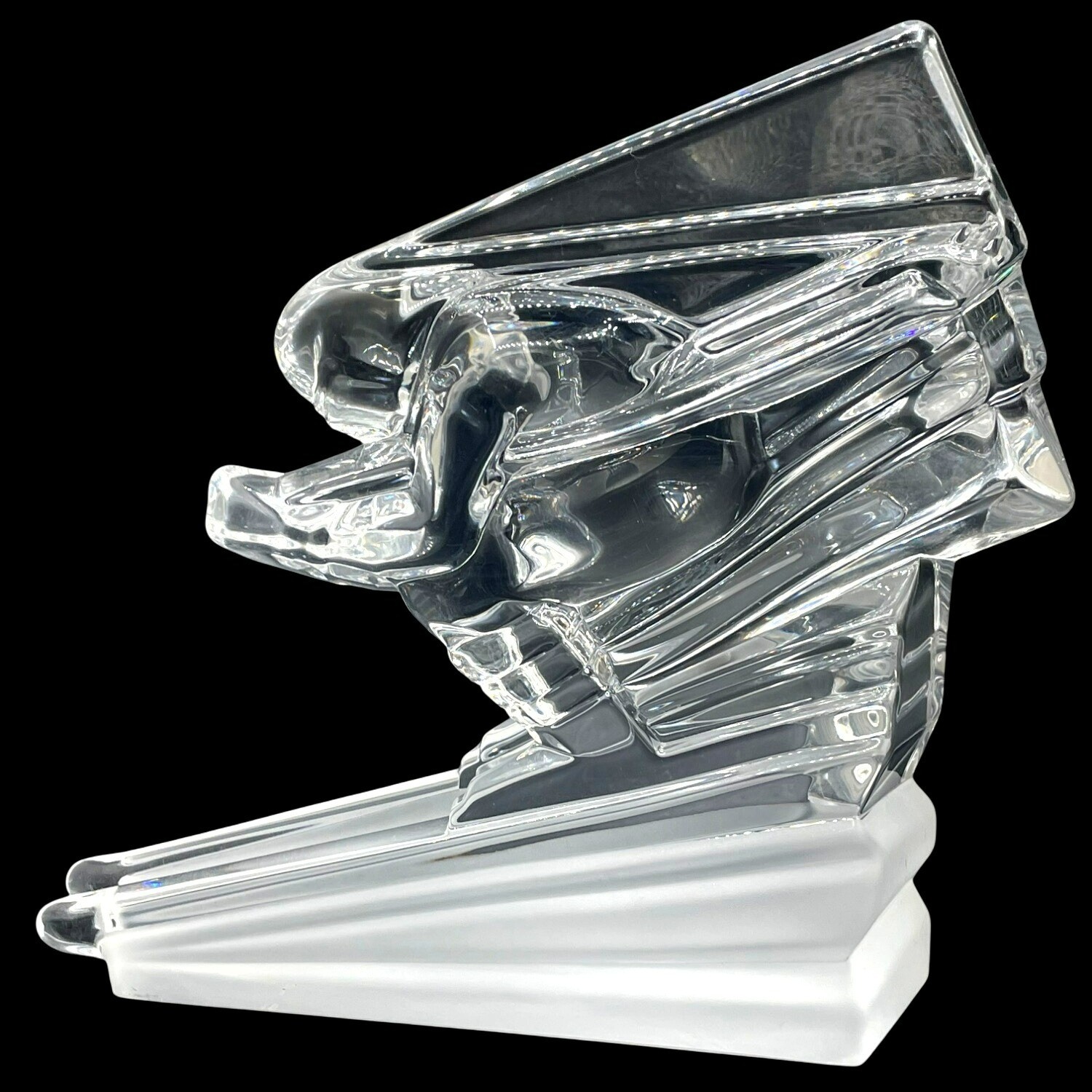 Cristal De Sèvres Art Deco Skier Sculpture 7″ Tall Model 109703 Rare Crystal
