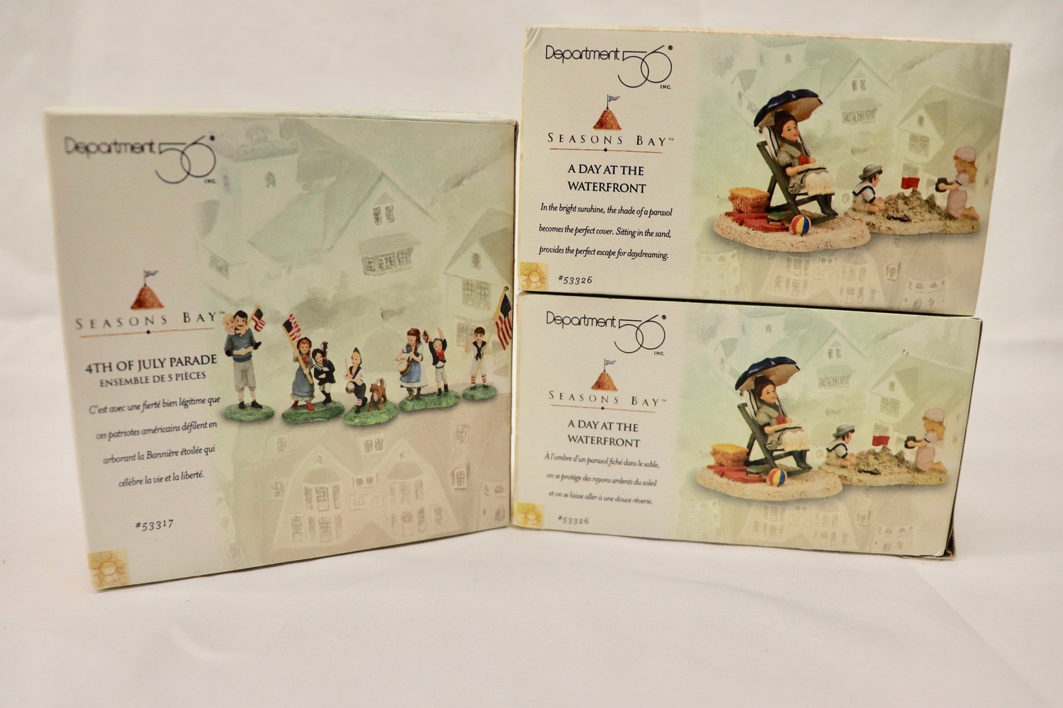 Dept 56 Season’s Bay Summer Seaside Village Figure Lot 9pc Boxed Accessories