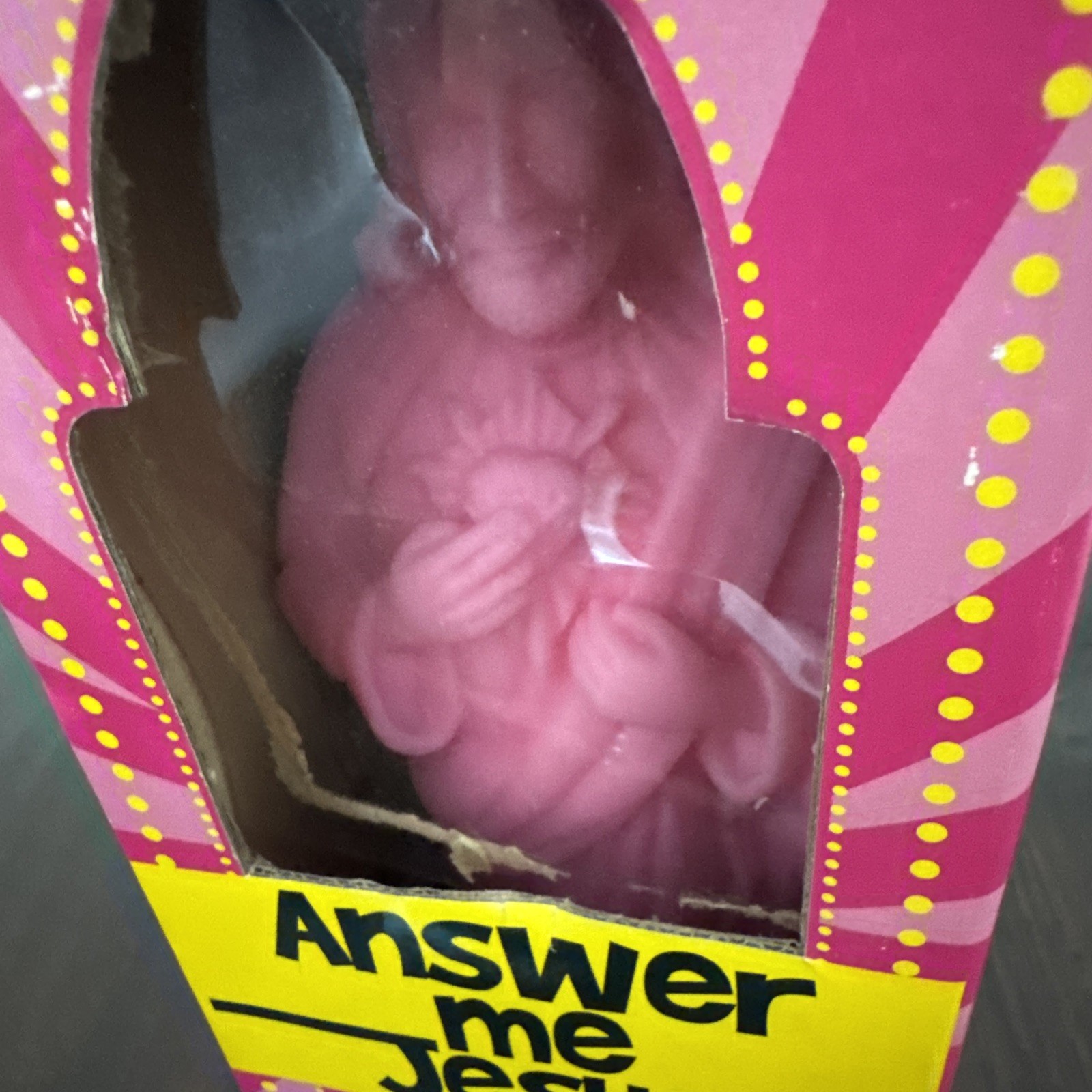 Vintage Answer Me Jesus Velvet Plastic Statue WWJD Magic 8 Ball RARE – w/ Box
