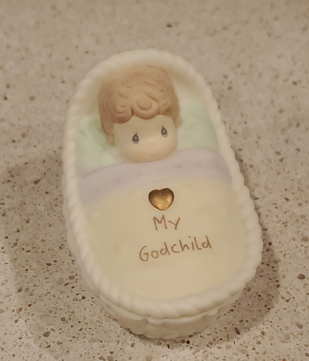 Precious Moments Godchild & Christening Record Trinket Box Boy/Girl