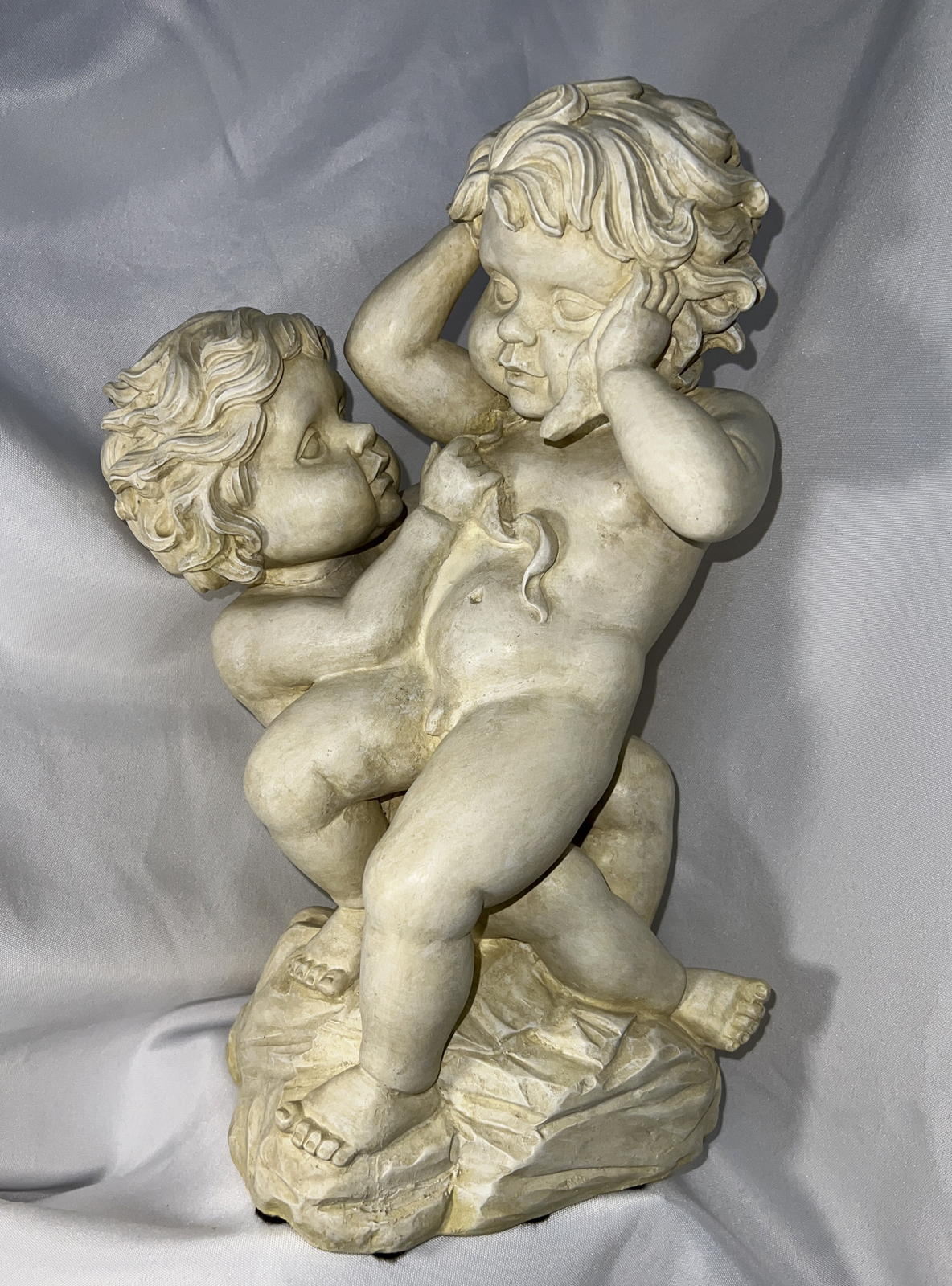 Vintage Collectible 14” Tall Precious Little Boys/Cherubs Playing Sculpture
