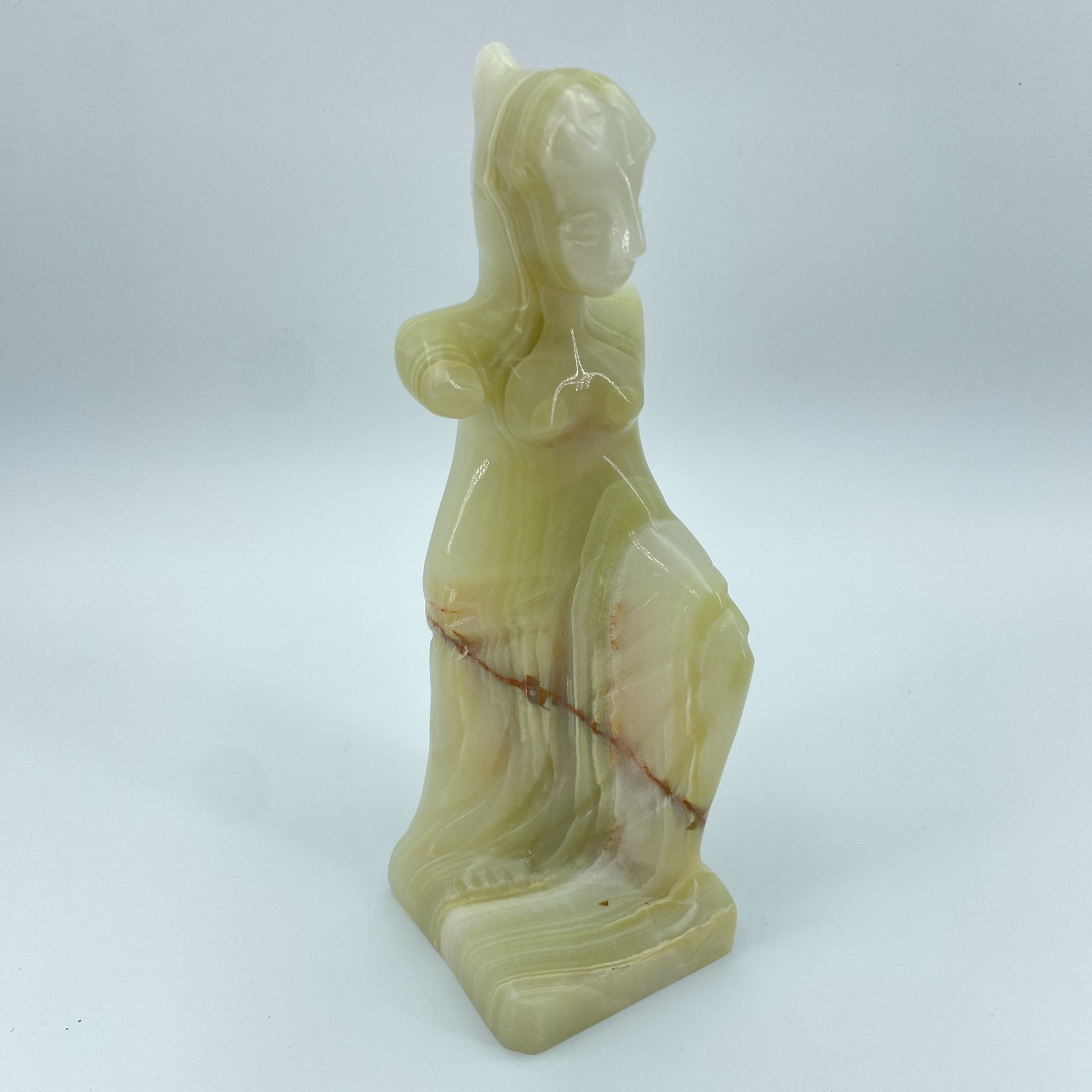 Onyx Nude Female Figurine Sculpture Green Art Stone Home Decor Vintage 8in