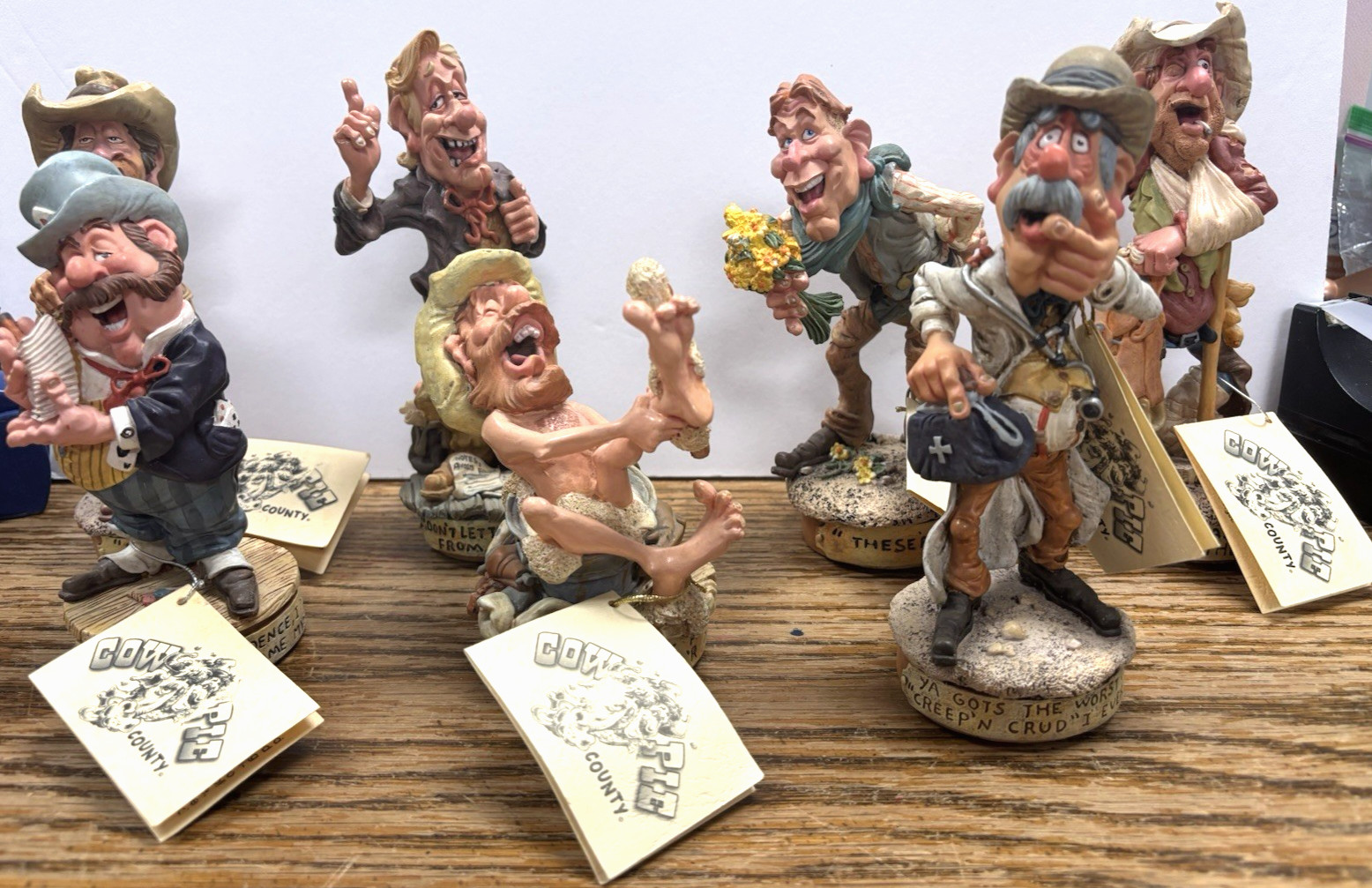 Lot of 7, Cow Pie County Sculptures, 7 Characters, see Description, no boxes