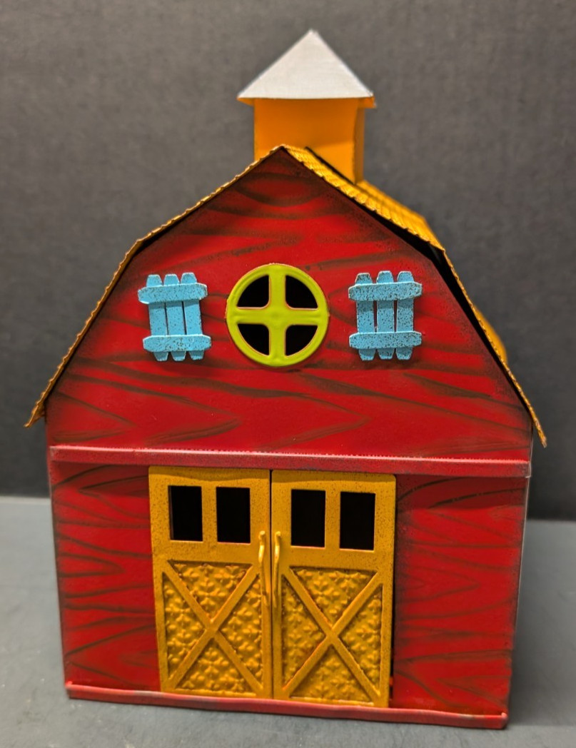 Genevieve Gail Mini Barn #GG215 Metal Fairy Garden Crafts 10″H x 7″L x 6.5″W