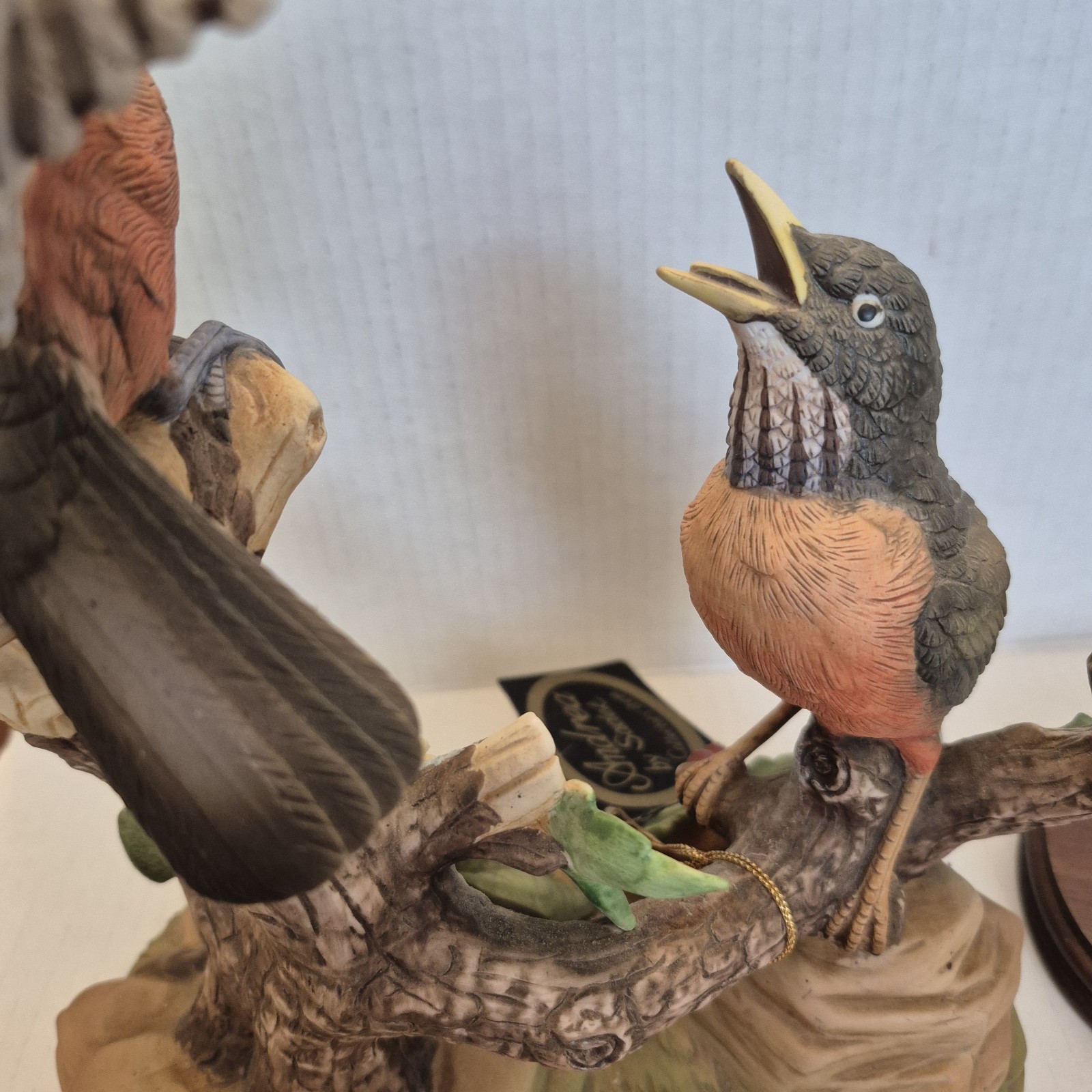 VTG Andrea By Sadek Group Of Robin Porcelain Bird Figurine Wood Base And Tag
