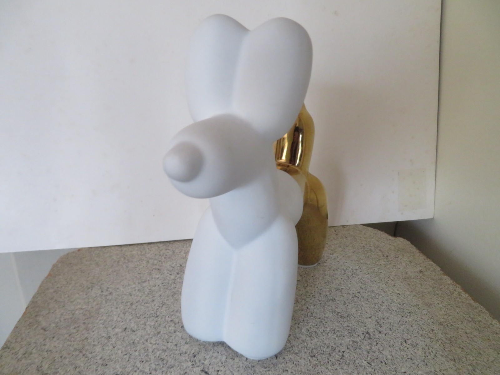 Glossy Gold & White Balloon Dog Ceramic Statue