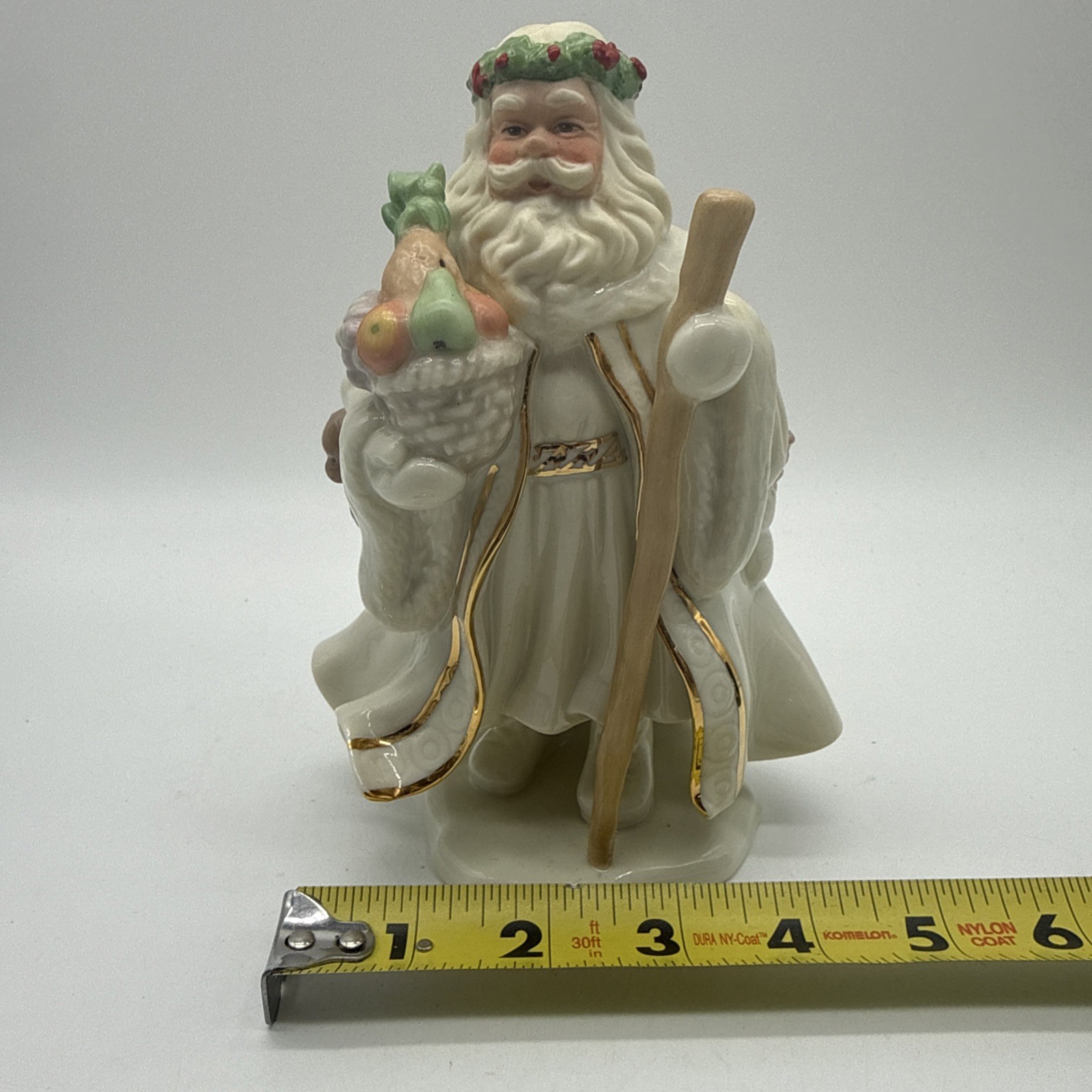 Lenox Classic Father Christmas Porcelain Figurine Santa with Staff & Fruit