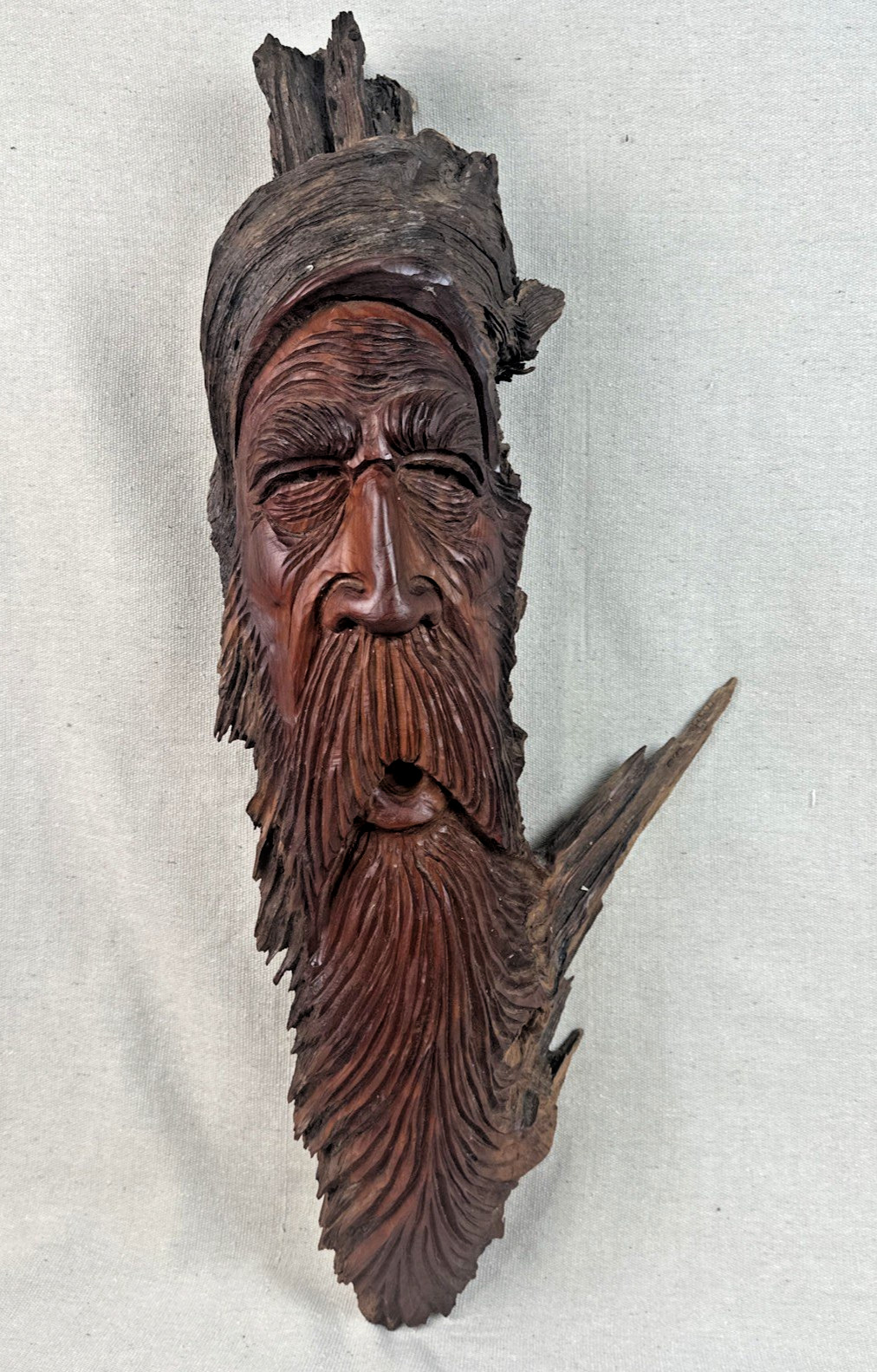 Lewis Holloway Large Hand Carved Wood Spirit by Master Woodcarver Folk Artist
