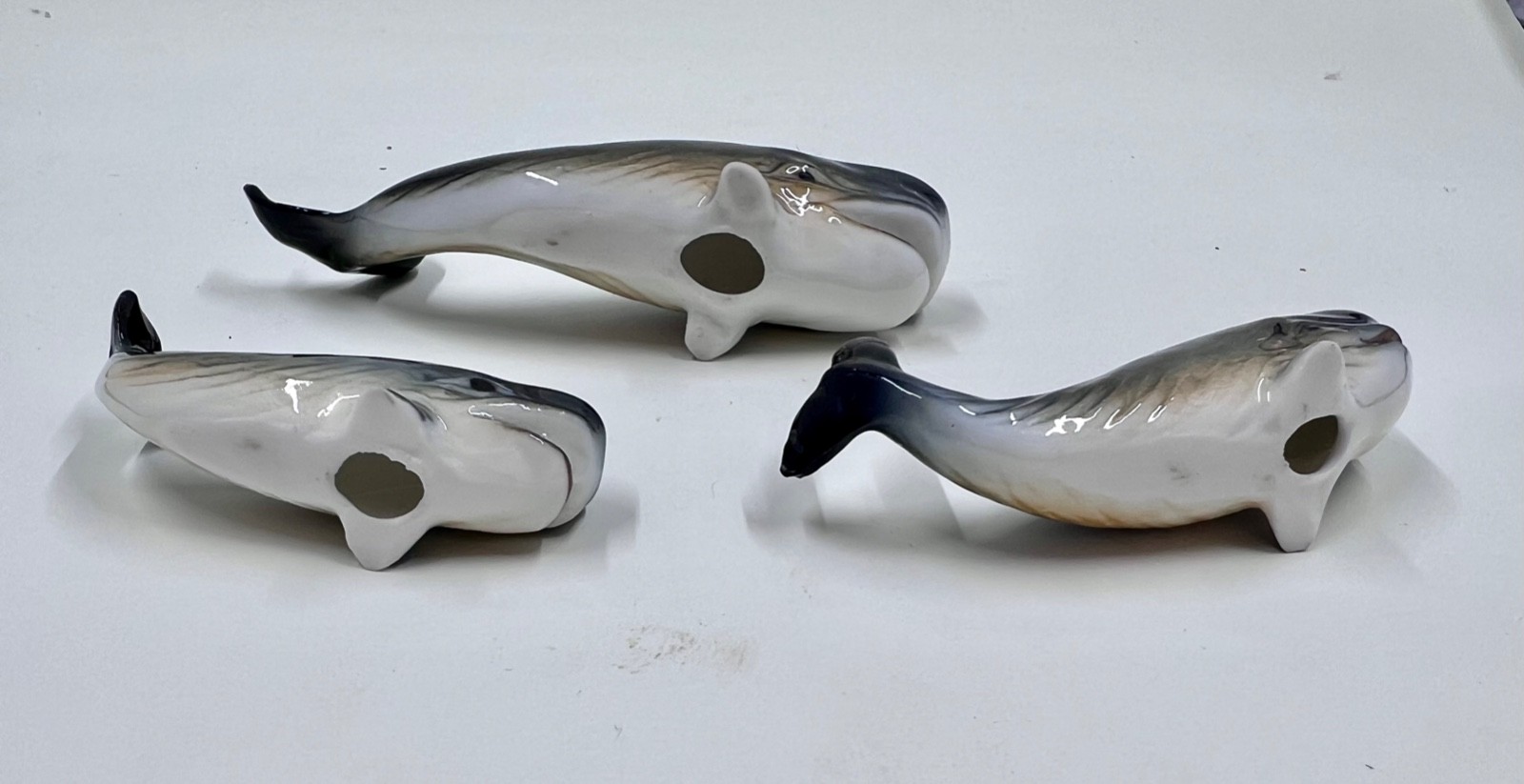 VTG Bone China Miniature Whale Family Set of 3 Good Condition