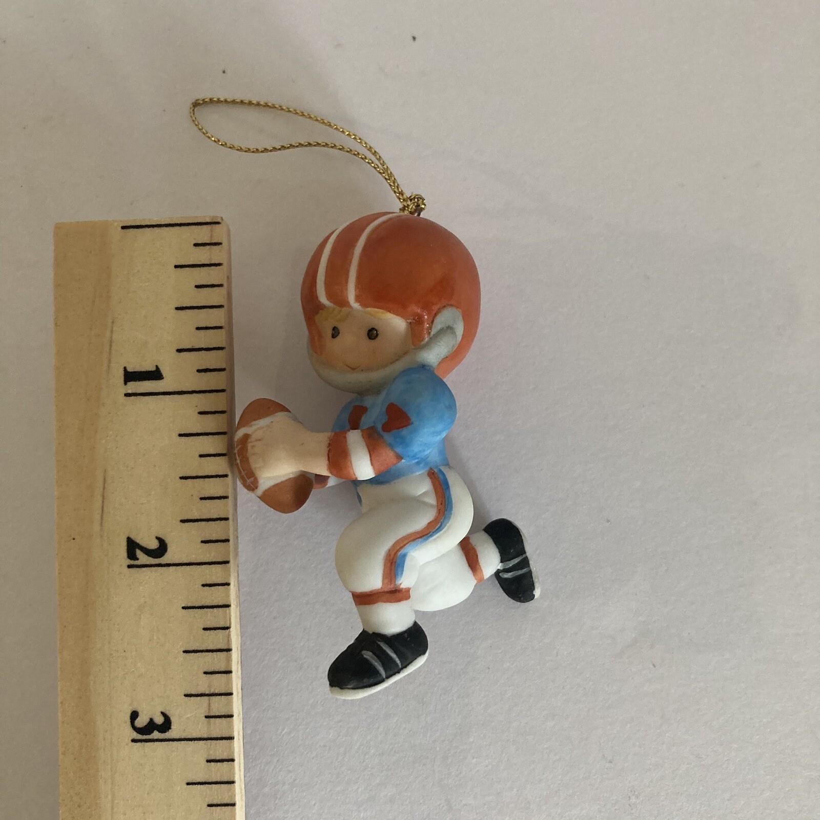 Vintage 1985 Enesco Country Cousins Katie Football Player Skiing Ornament Lot