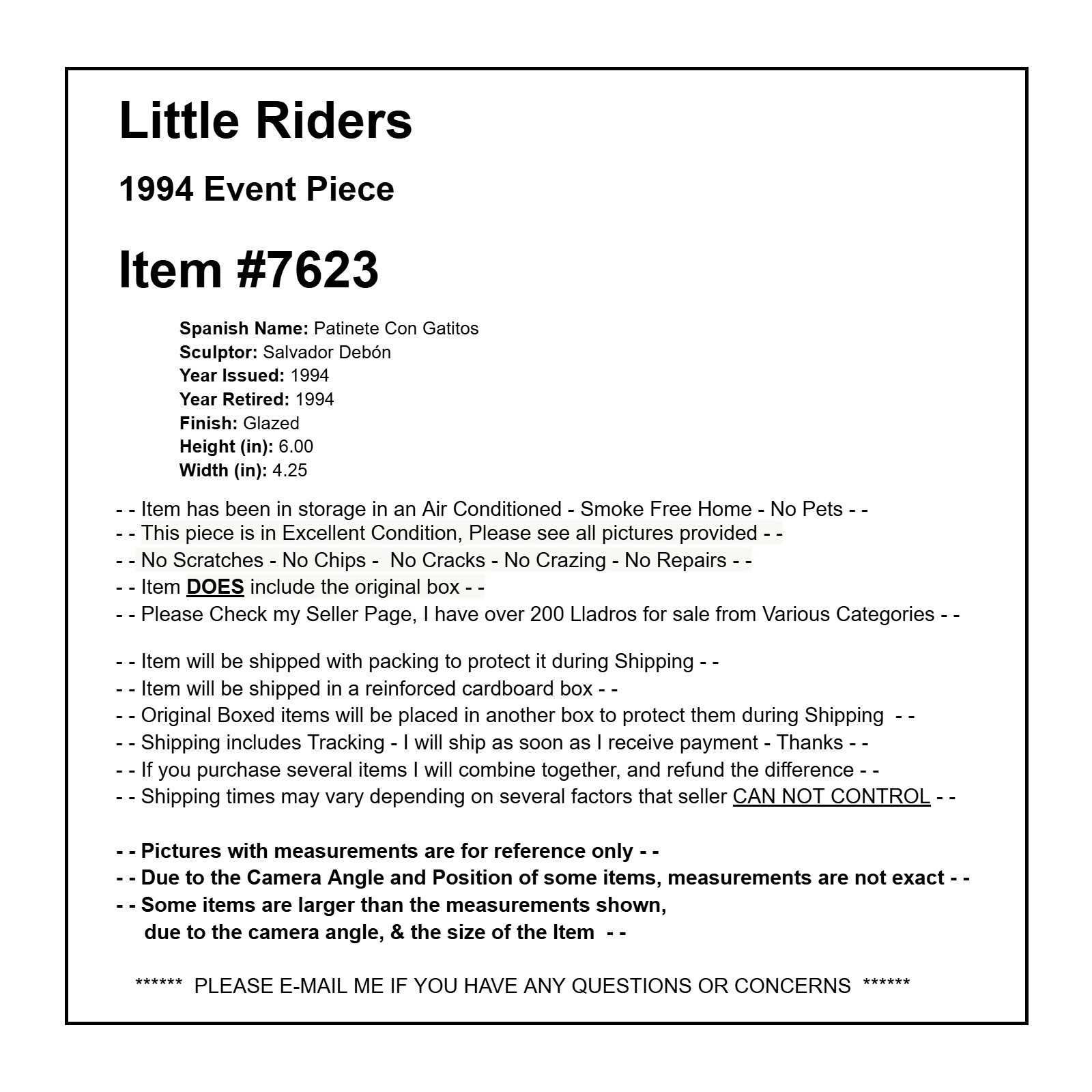 Lladro #7623 Little Riders NO DAMAGE Lladro 7623 Little Riders ORIGINAL BOX MINT