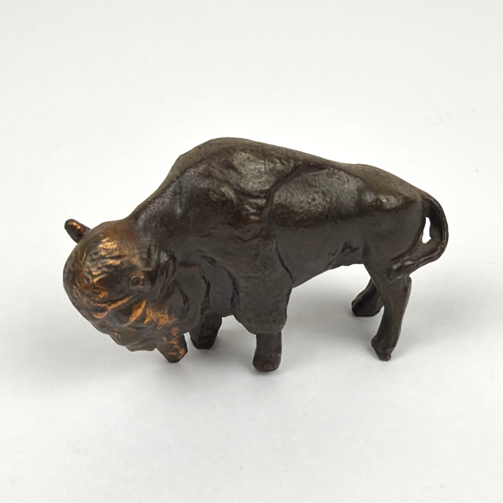 VTG Miniature Bronze-Tone Buffalo Bison Figurine Metal Art Wildlife Paperweight