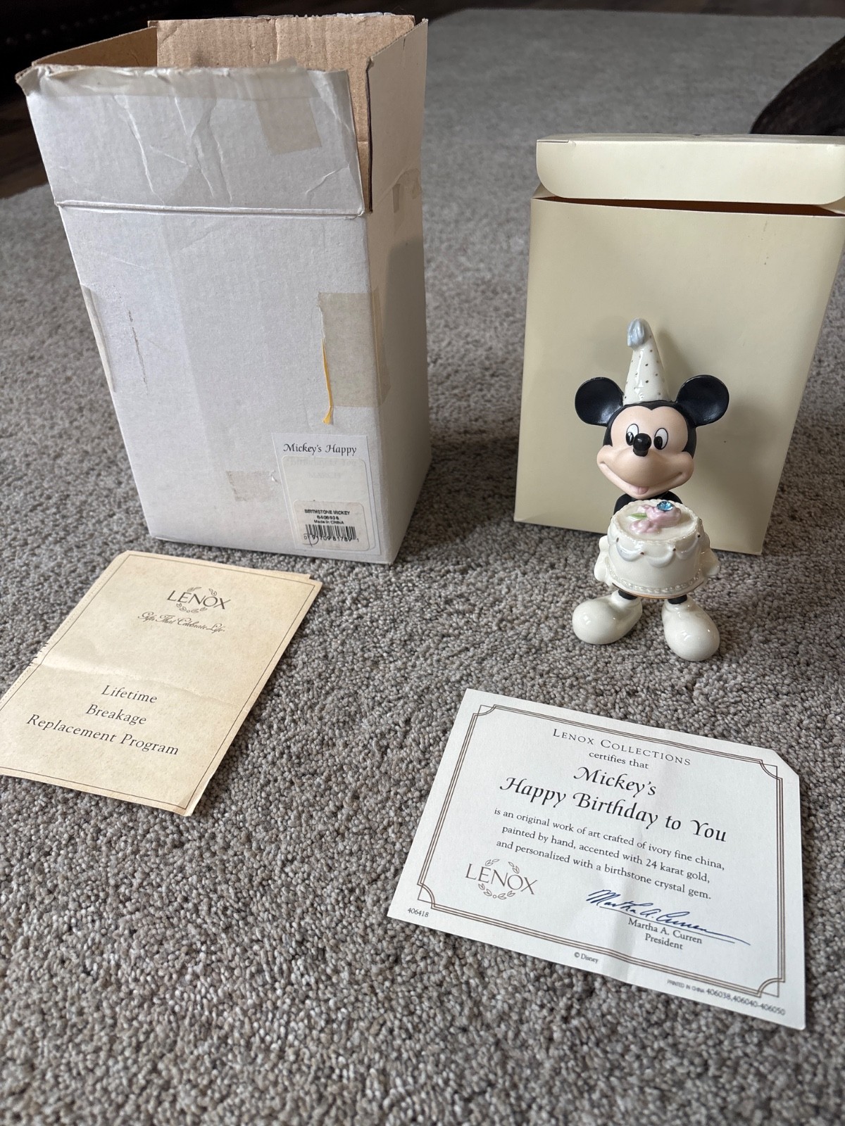 disney lenox figurine mickeys happy birthday to you birthstone crystal gem