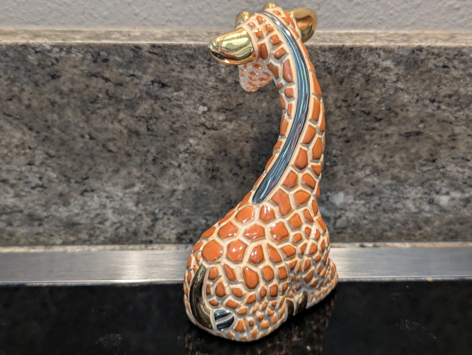 🦛🦒RINCONADA Artesania GIRAFFE HIPPOPOTAMUS Rinca Gold Figurine Uruguay Lot