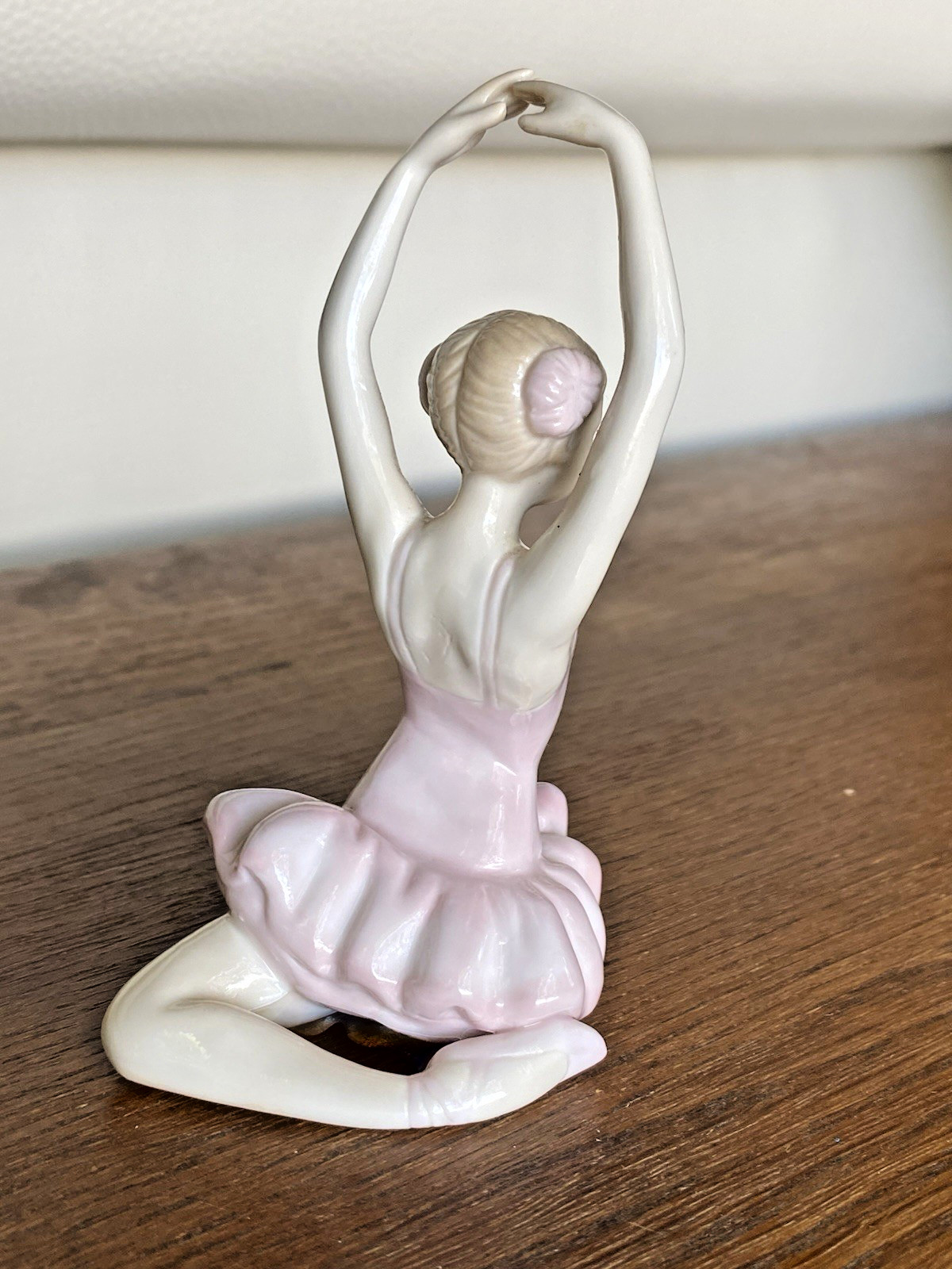 Posing Ballerina Figurine Porcelain Pink tutu Pastels, Princess Leia side buns