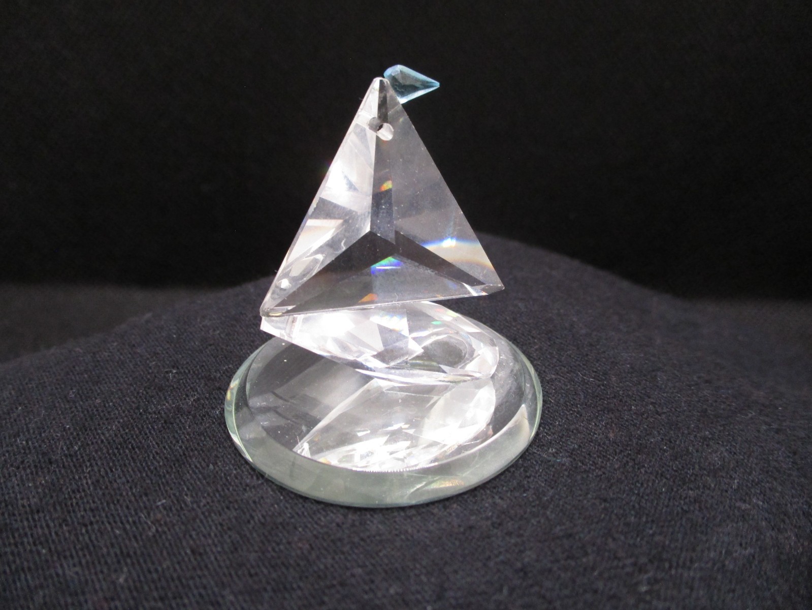 Austrian Crystal Sailboat on crystal stand. Unknown manufacturer.