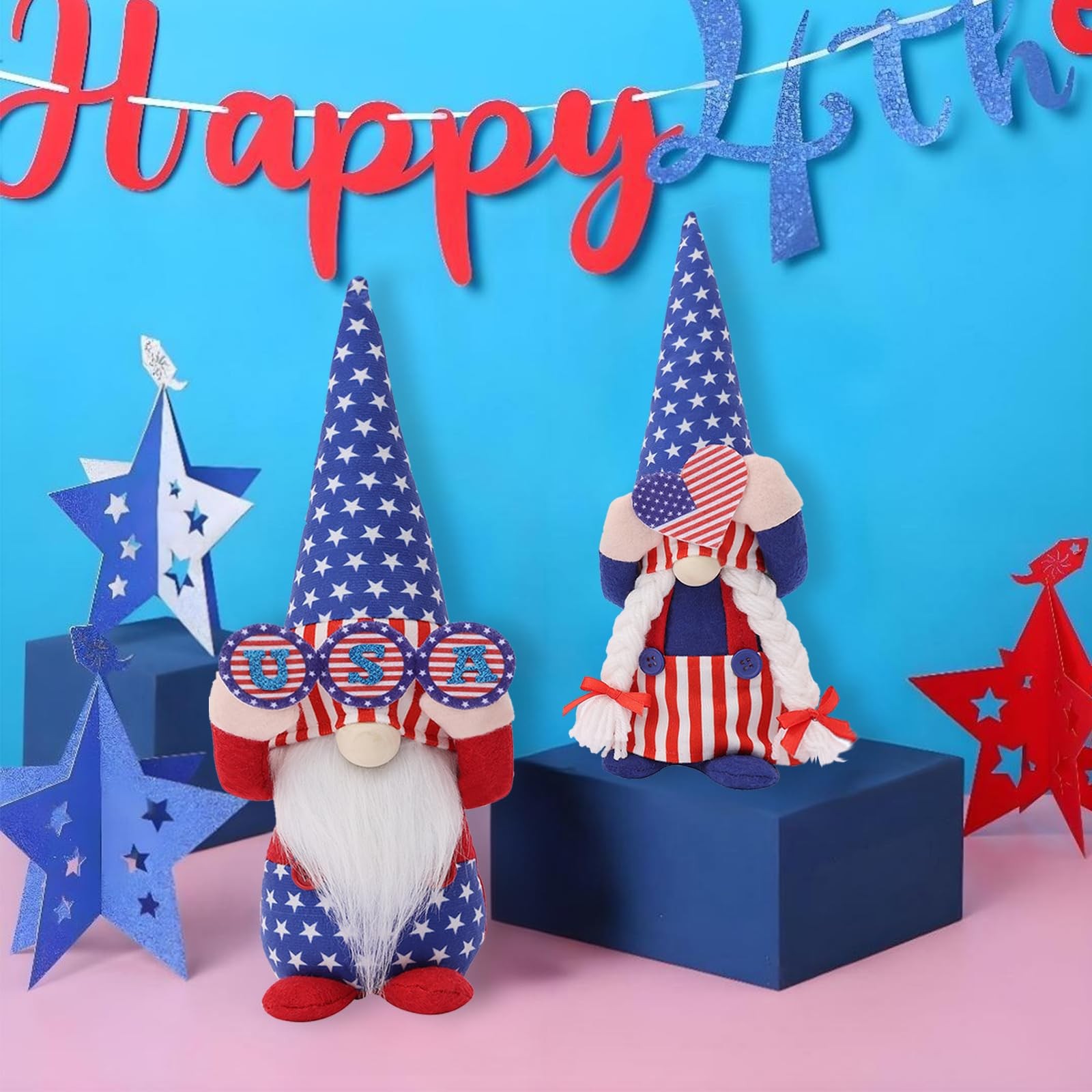 VAIZIQ 4th of July Gnomes Decorations,2 Pcs 250th Anniversary Patriotic USA G…