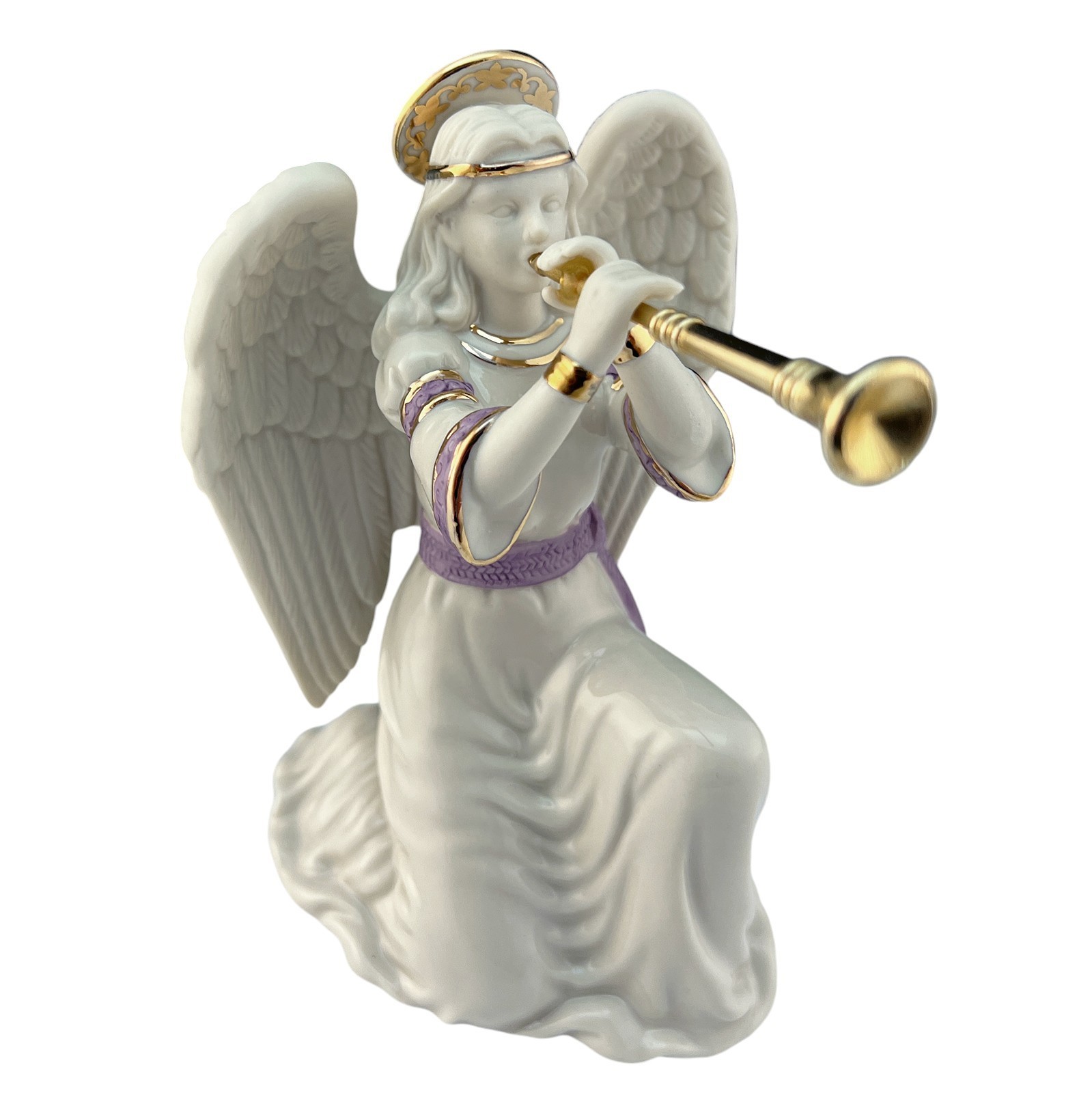 Lenox China First Blessing Nativity Kneeling ANGEL with Trumpet Figurine No Box