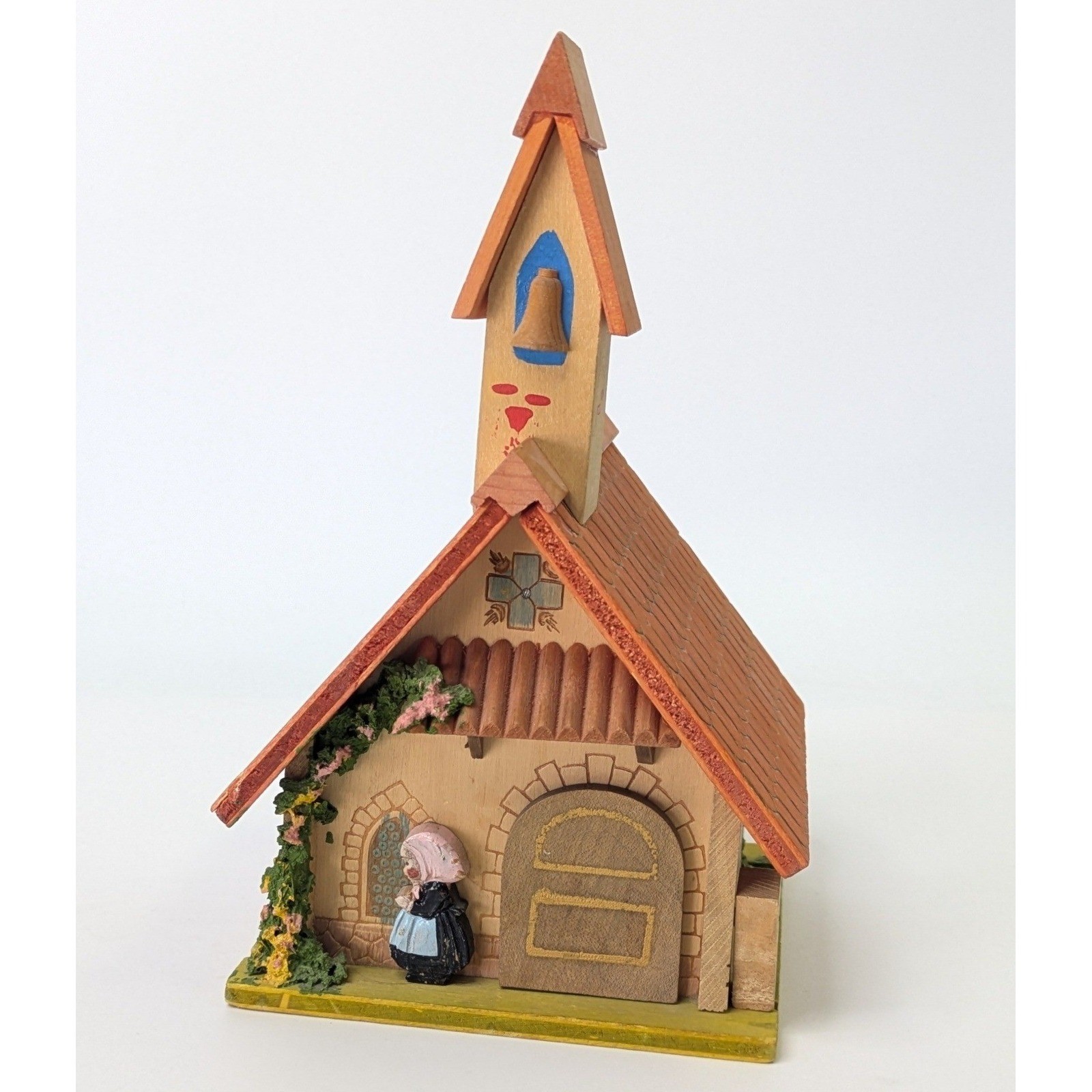 Vintage ANRI Italy Wood Church Bank Alpine Village Kitschy
