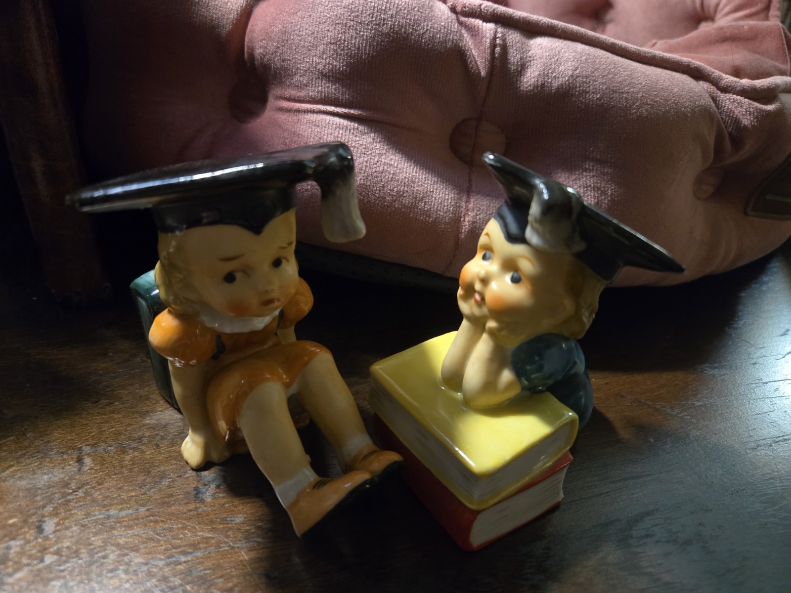 Yoko Boeki Graduate Figurines Two Nippon Japan Clover Wreath Mark