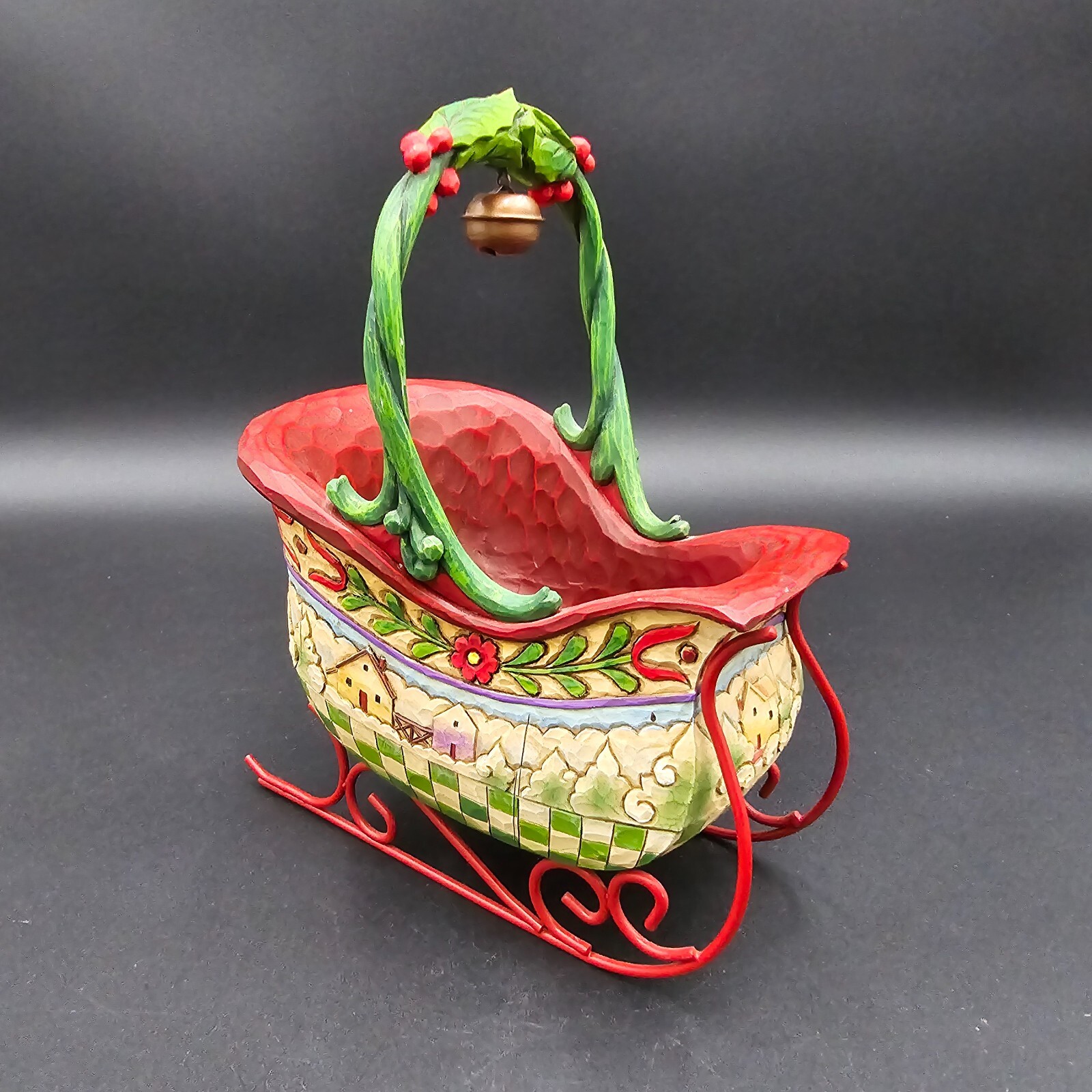 Jim Shore Christmas Sleigh Basket Sleigh Bells Ring 4009195 NO ORNAMENTS