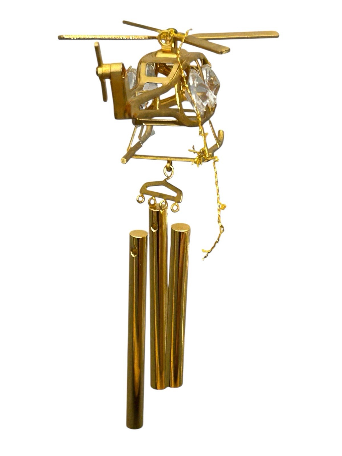 HELICOPTER Ornament Wind chime 24K GP Swarovski Crystal Figure Christmas