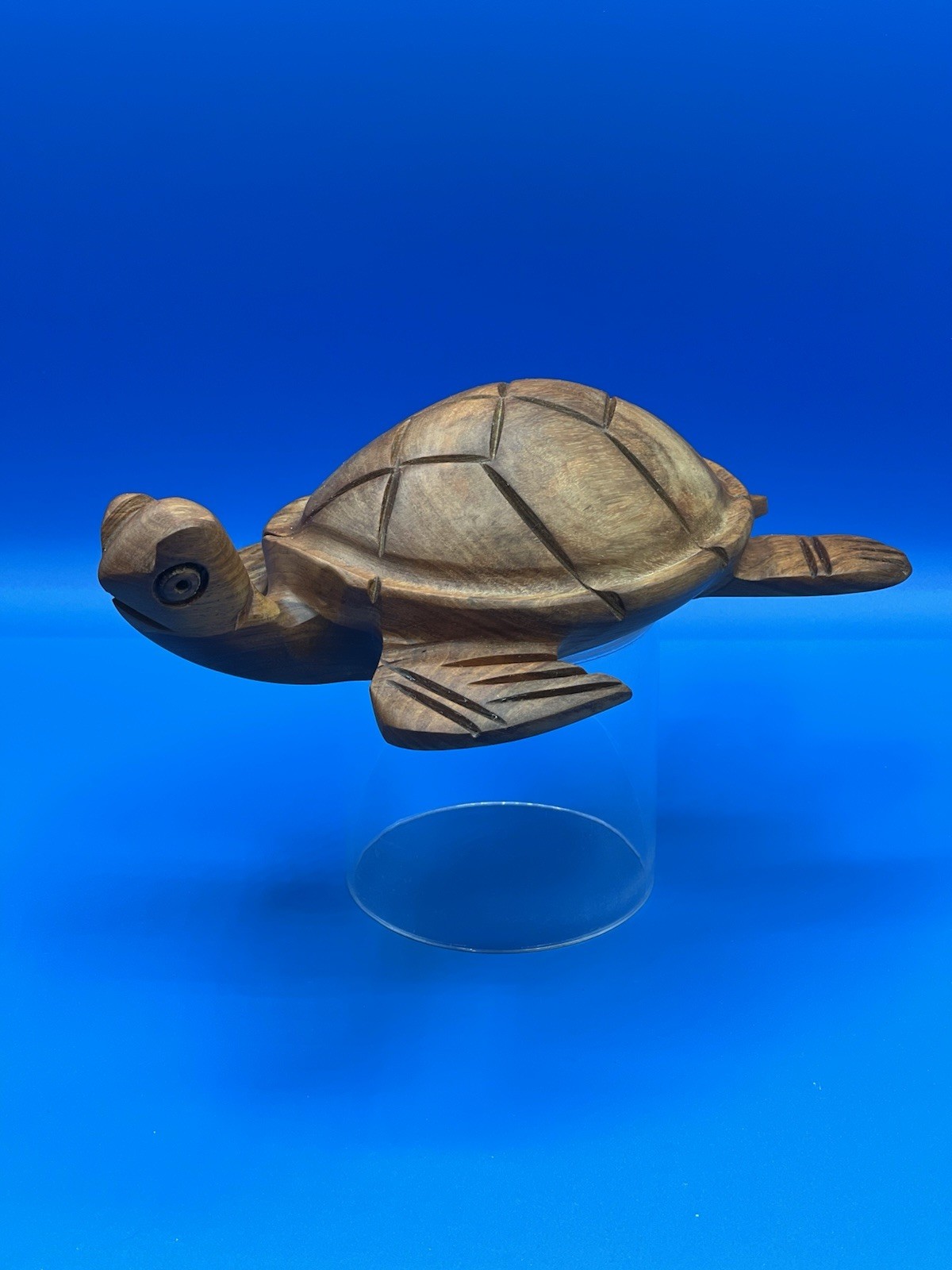 Old SEA TURTLE Hand Carved Exotic Wood Art Sculpture Figurine Vintage