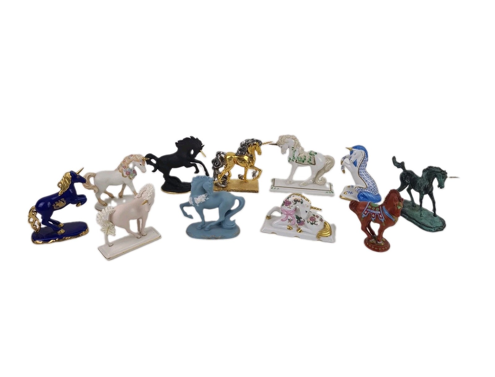 🚨 Set Of 11 – The Franklin Mint – Treasury Of Unicorns Retired Figurines Z1