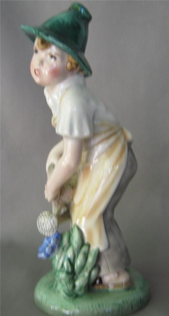 Original Keramos Dakon Glass Porcelain Boy Gardener Figurine Austria Vienna