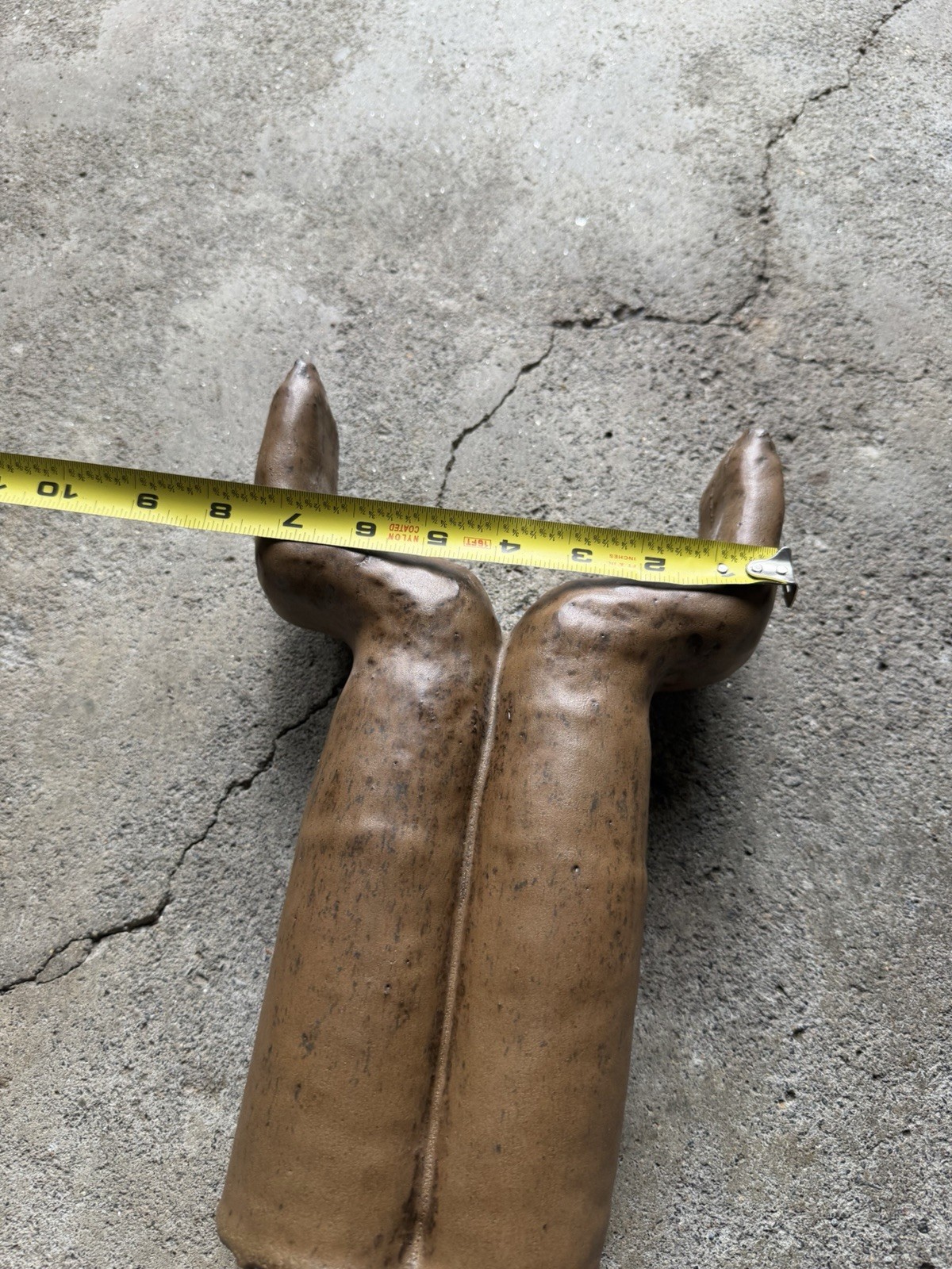 Vintage Mid Century MCM ceramic Hands Sculpture Folk Art Brown Glaze