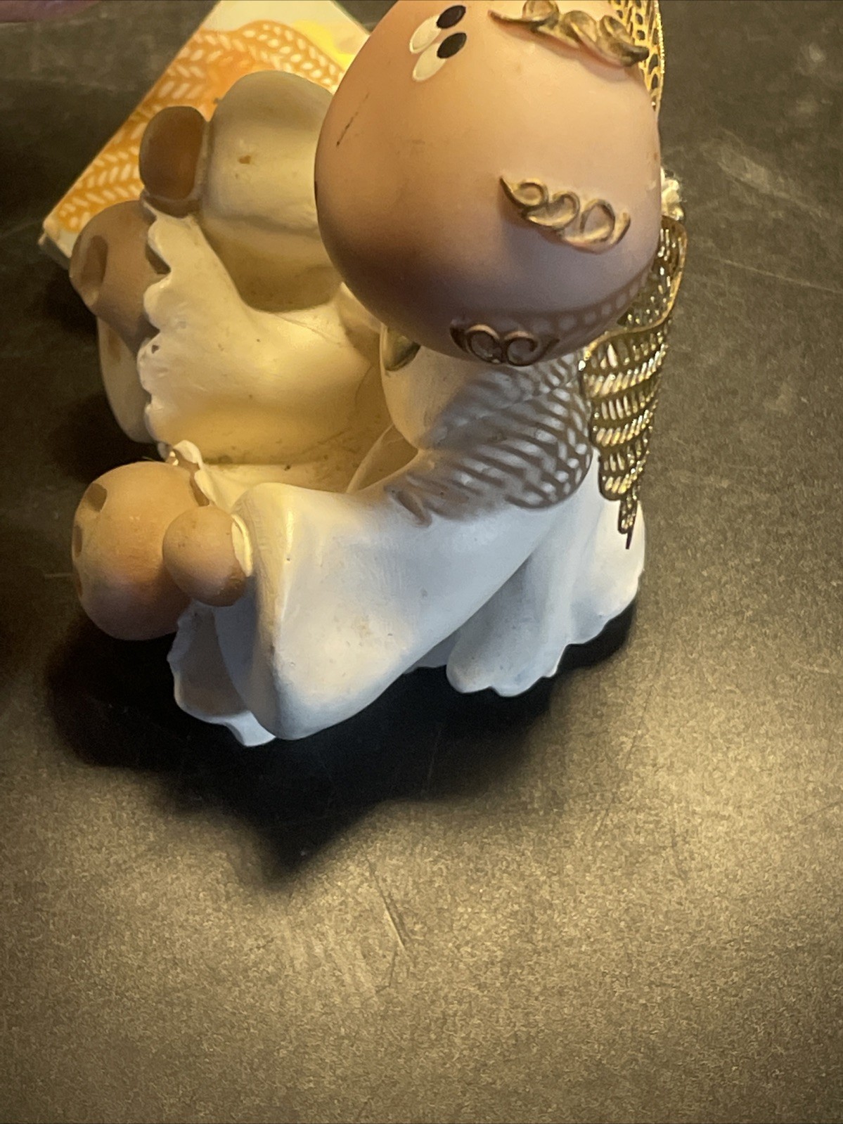 Vintage 2001 Kirk’s Critters Angel Cheeks Figurine Gold Tone Heart Love
