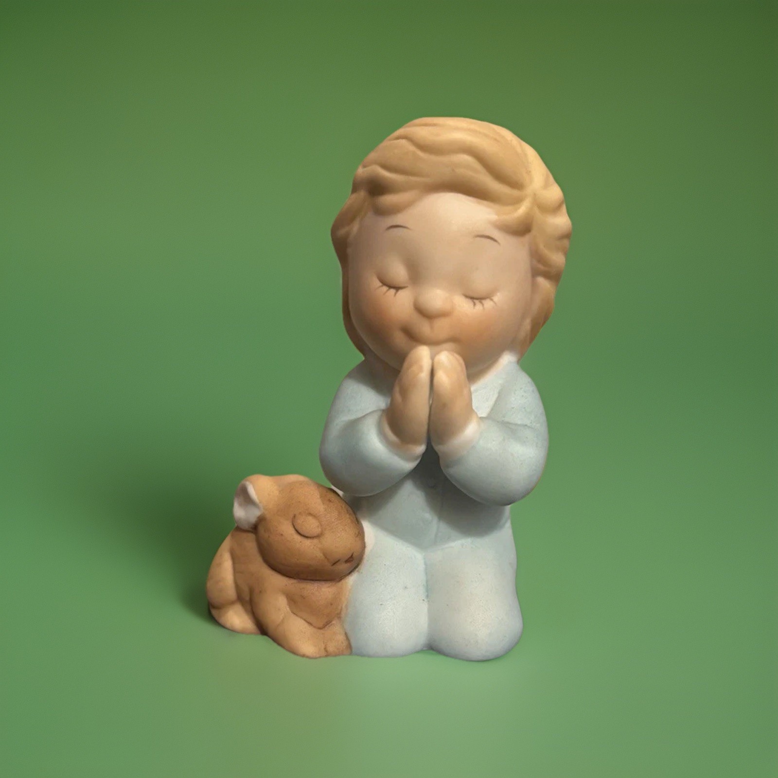 Vintage Precious Moments Praying Child And Bunny Collectors Figure EUC Darling