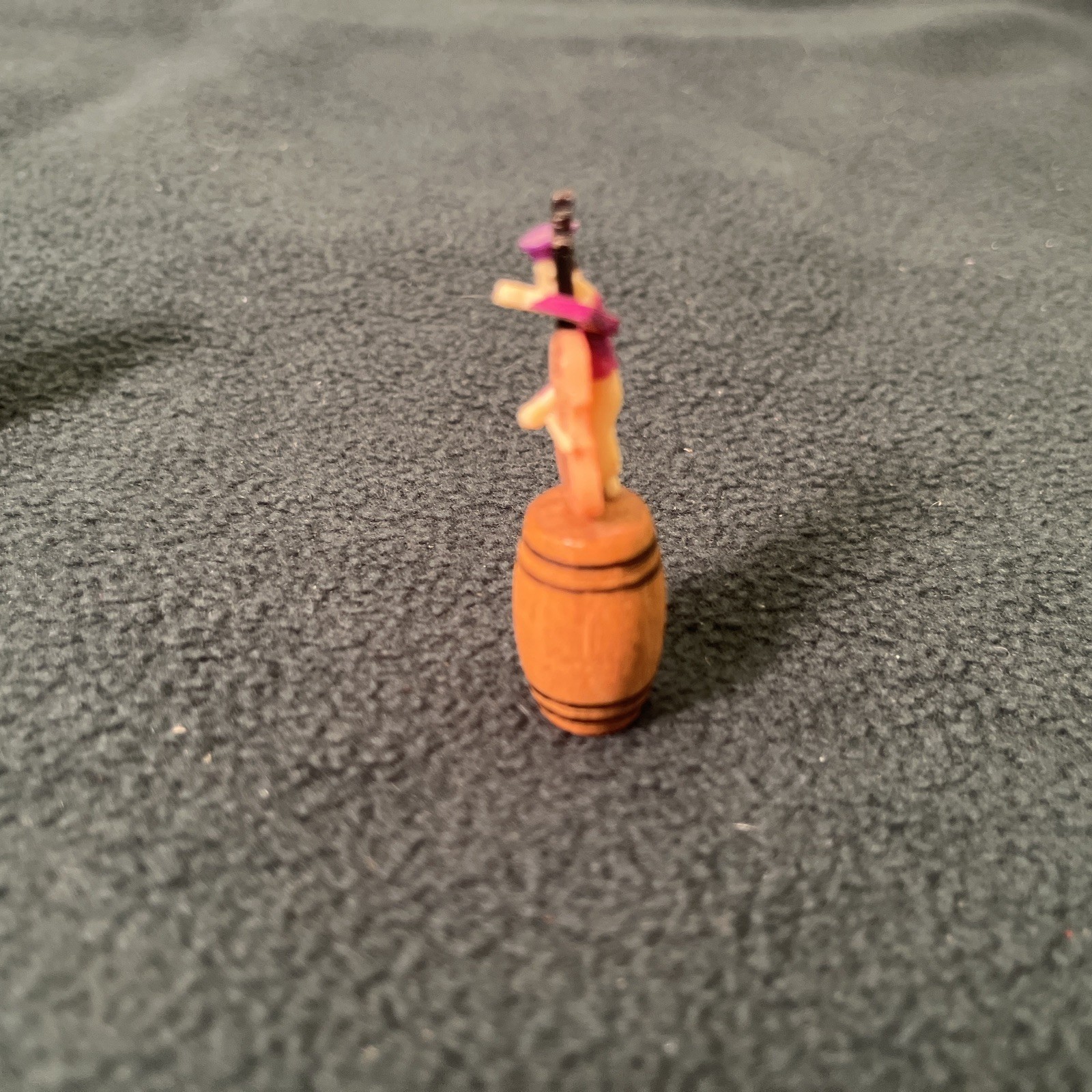 12 Vtg Miniature Ragtime Band Musicians on Wooden Barrels Japan 1940’s Lot Small