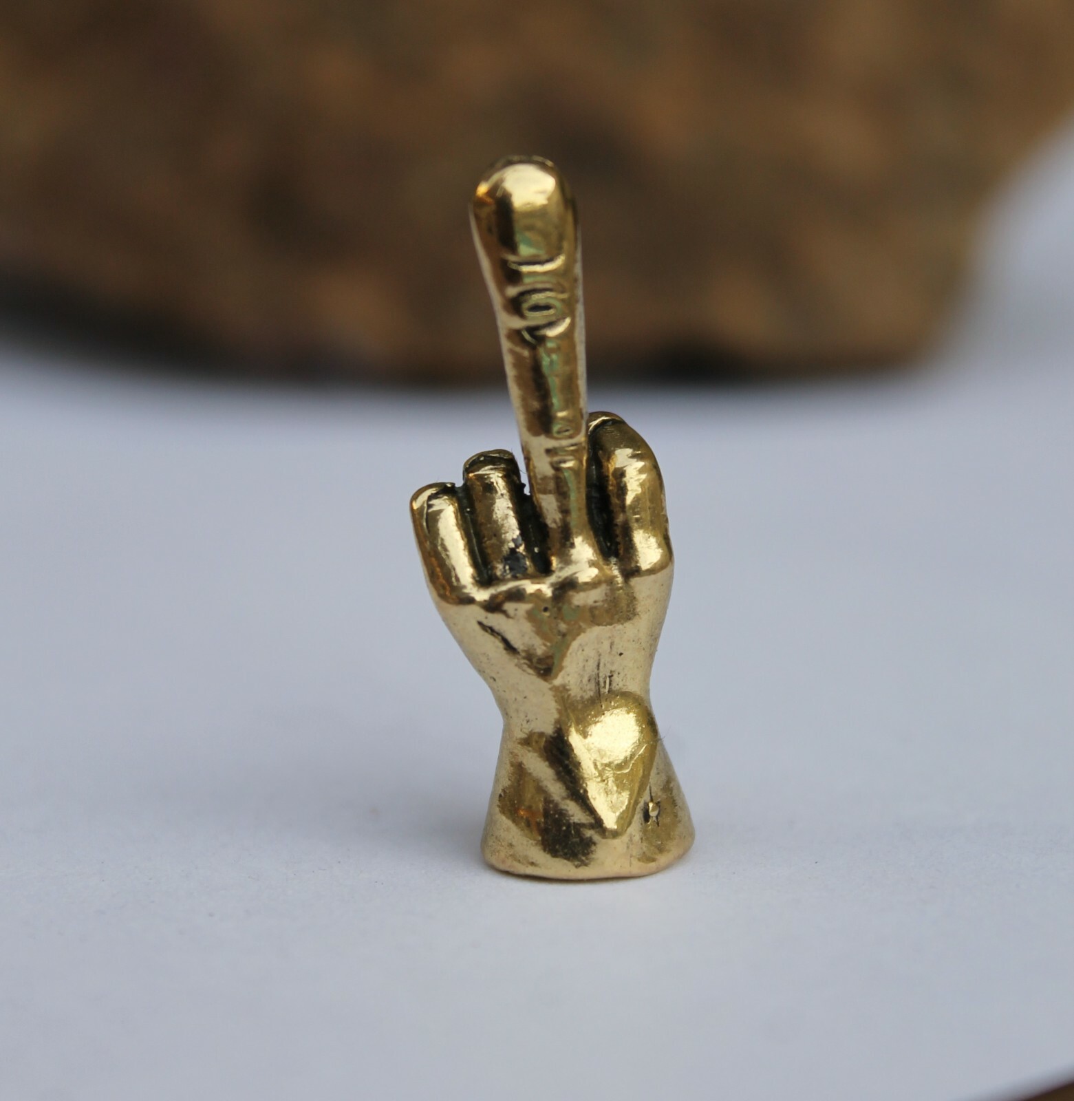 Middle Finger Figurine F-You Figure Freestanding Brass Handmade Trinket Hand