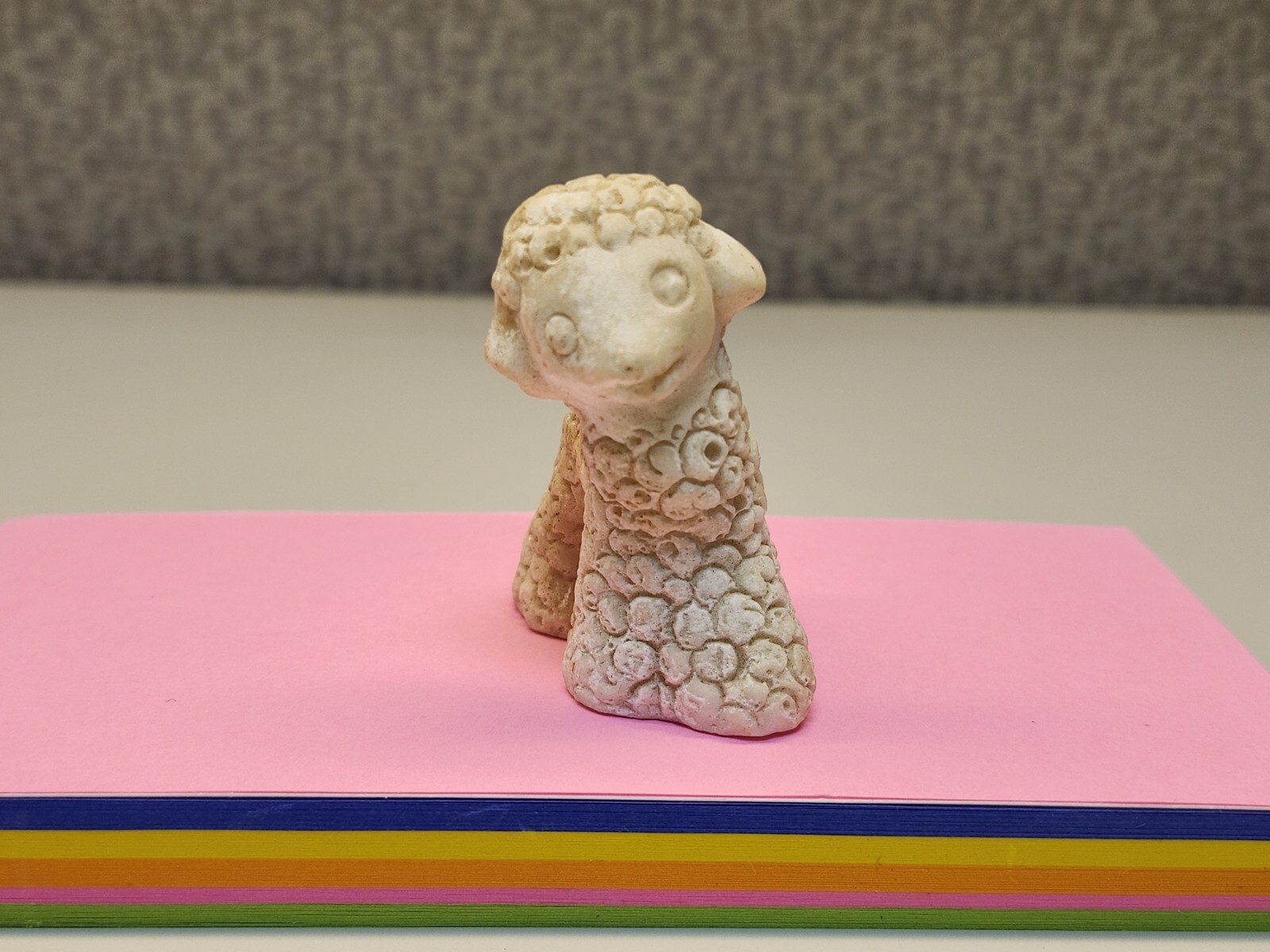 Vintage Minature Carved White Lamb Stone? Resin?